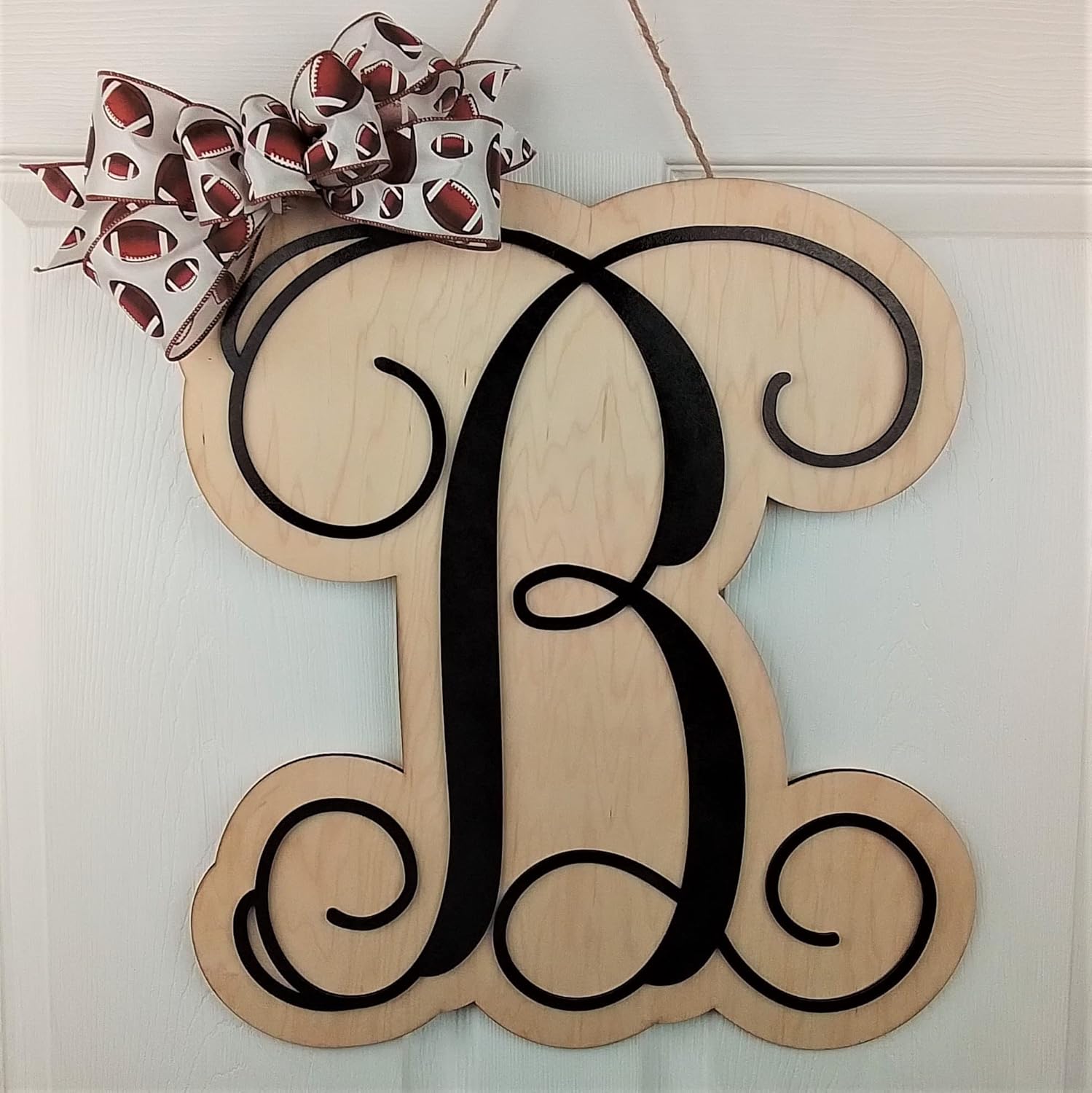 Custom Football Door Hanger with Monogram