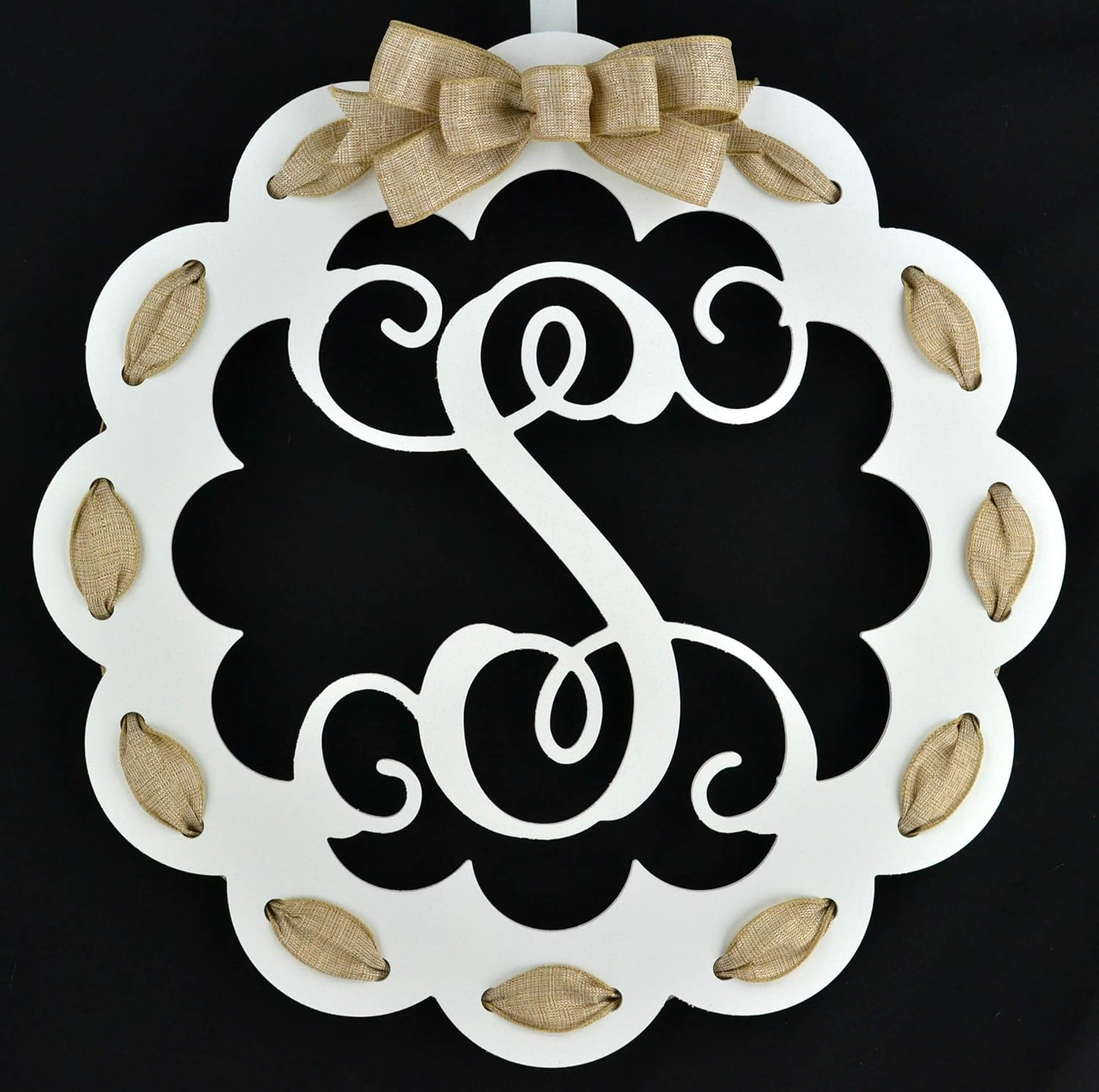 Burlap Monogram Door Wreath with Color Options