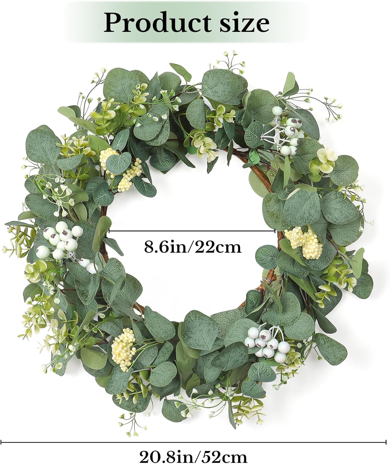 Dremisland 20 Inch Eucalyptus Wreath for Front Door