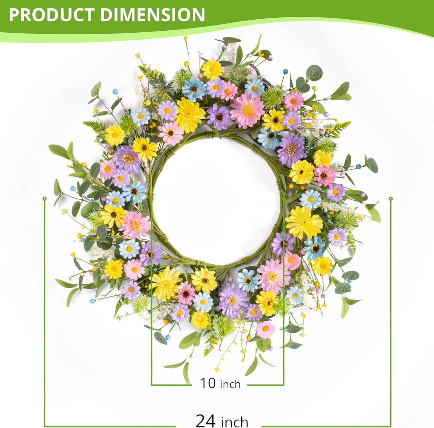 24 Inch Spring Summer Floral Door Wreath