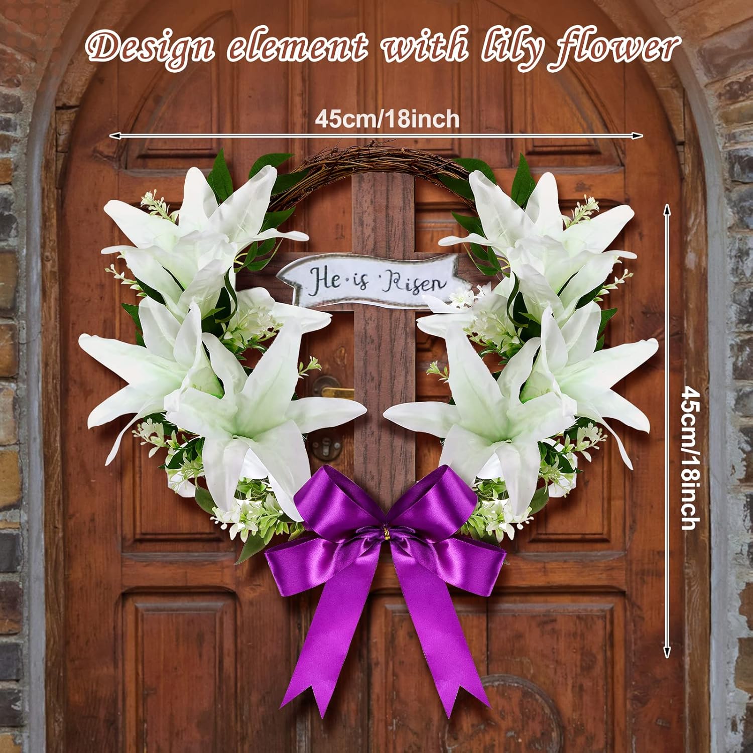 Panelee 18 Inch Easter Wreath Front Door Decor