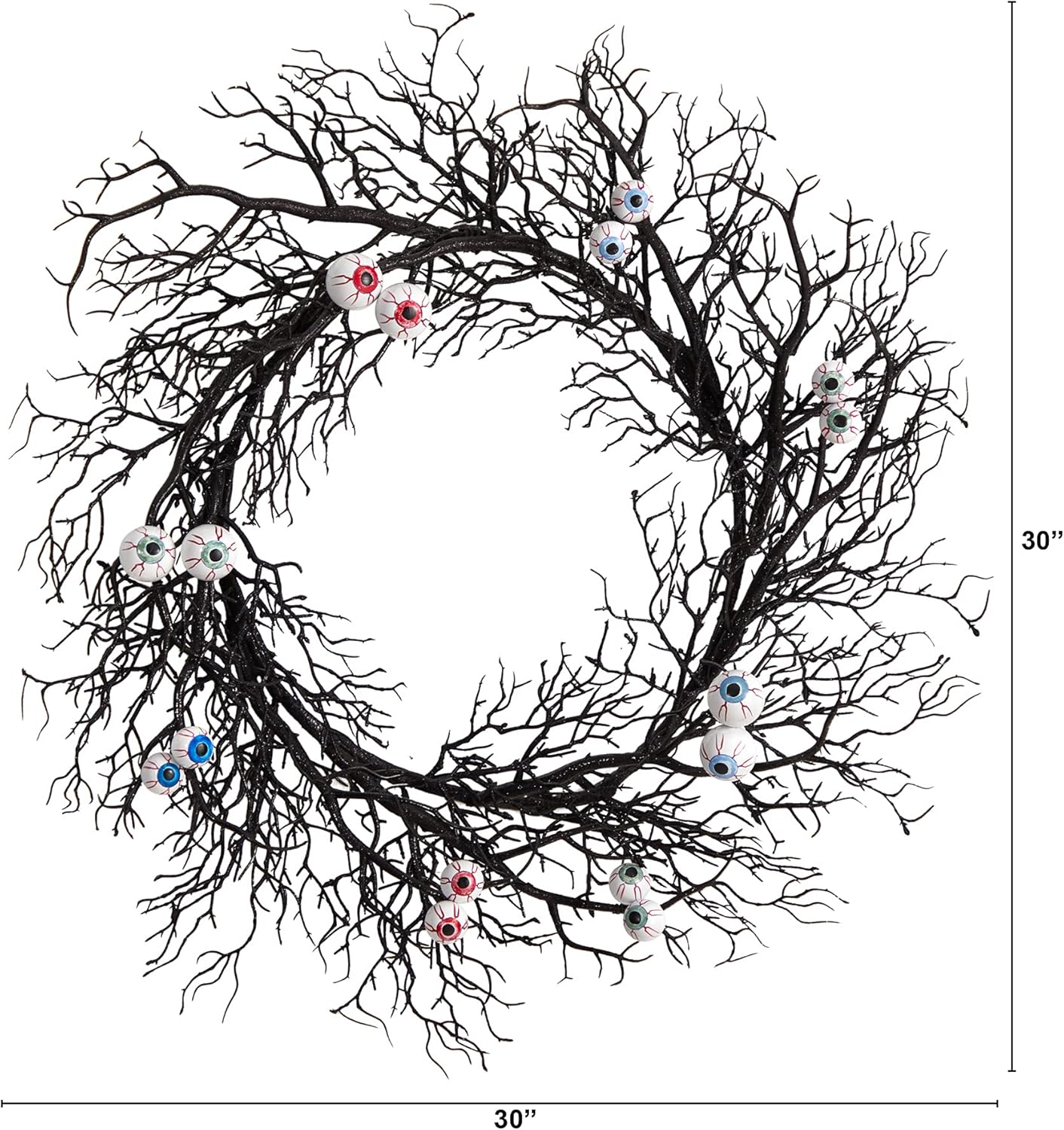 Nearly Natural 30in Halloween Eyeballs Twig Wreath