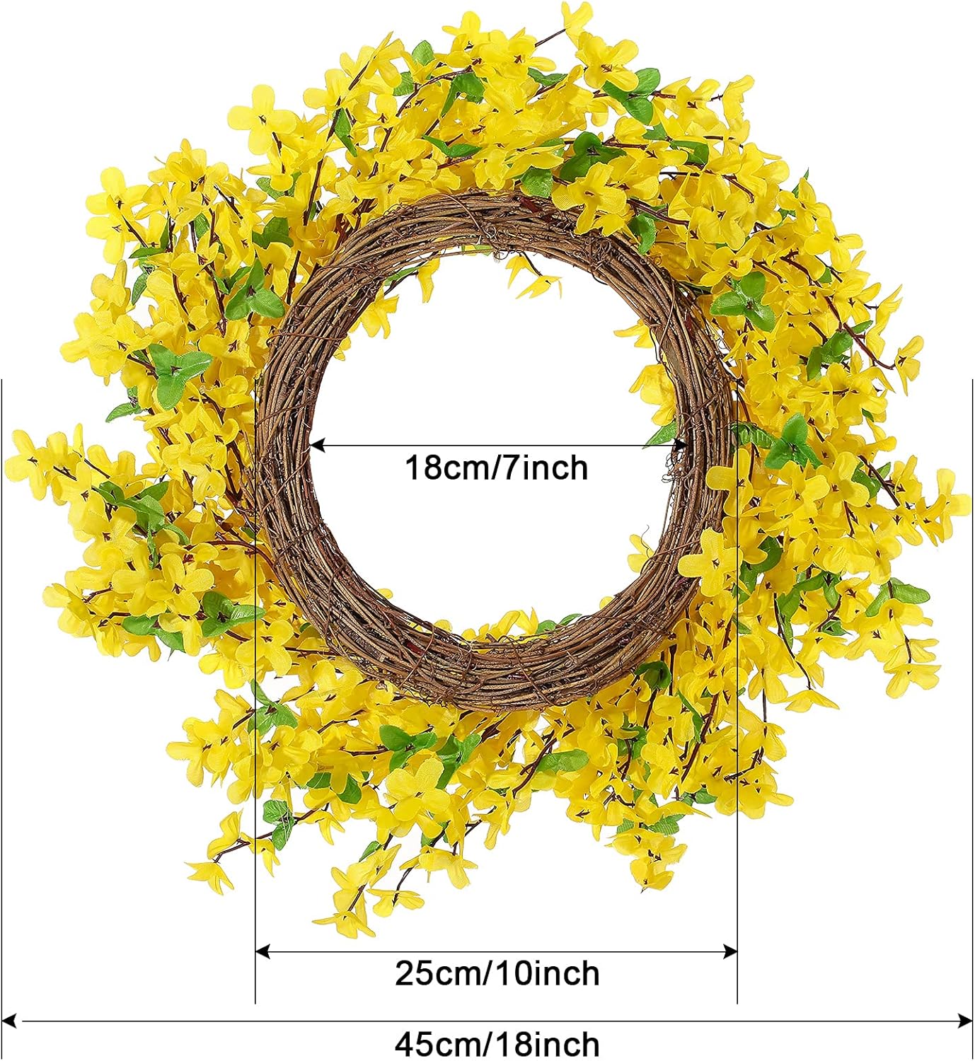 WILLBOND Yellow Forsythia Wreath 18 Inch Handcrafted Farmhouse Decor