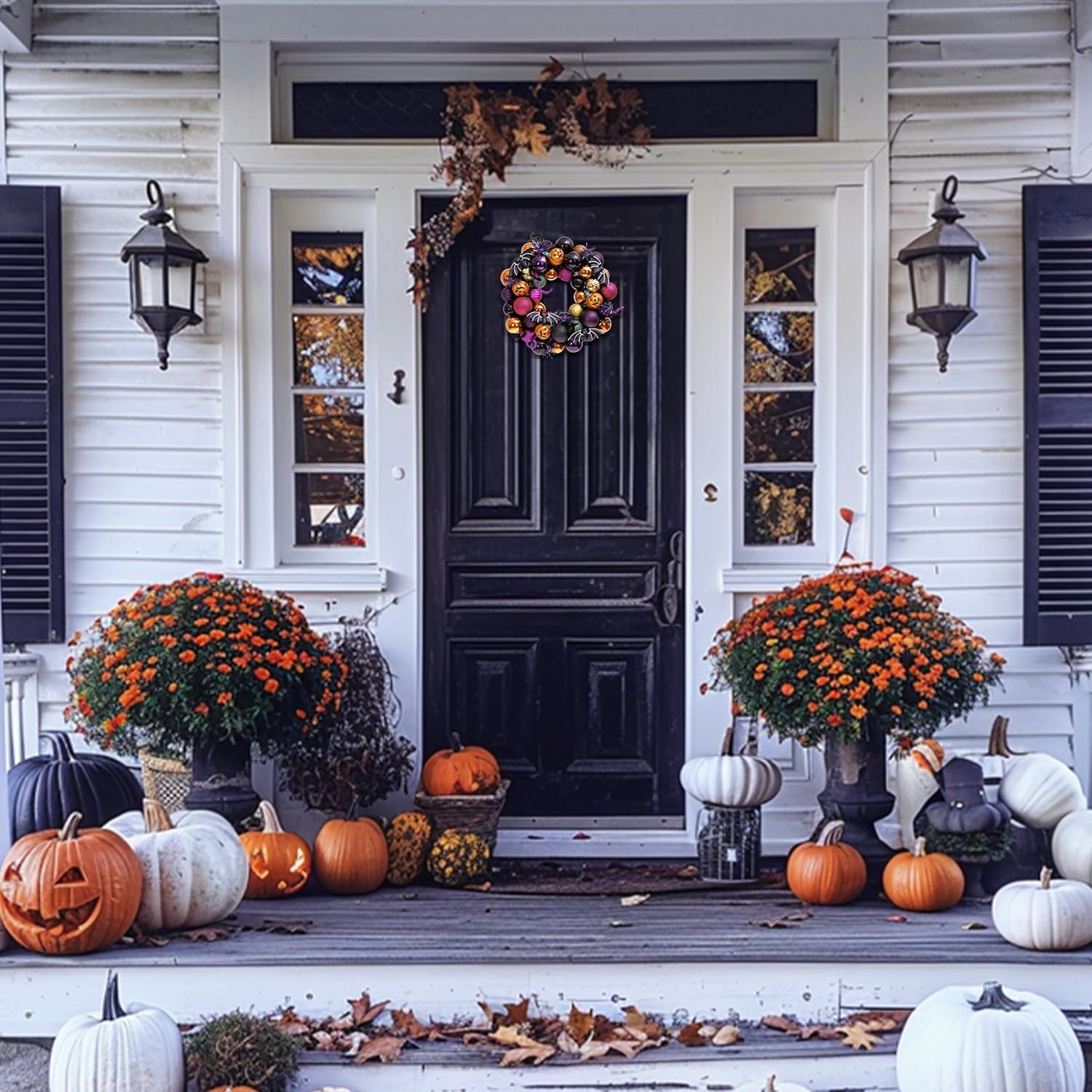 Valery Madelyn Pre-Lit Pumpkin Ball Wreath 20 Inch