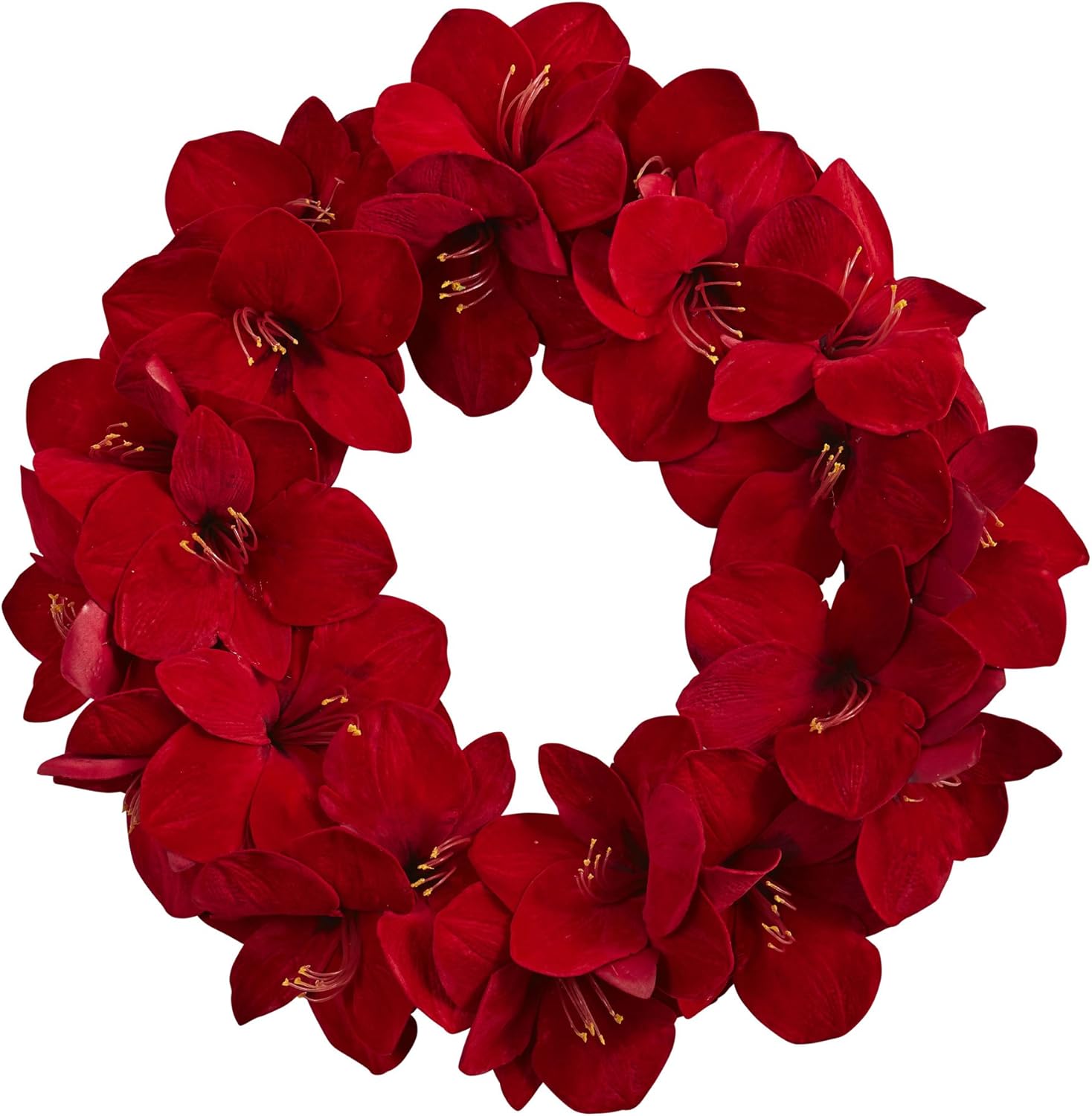 Nearly Natural 22 In Artificial Amaryllis Wreath