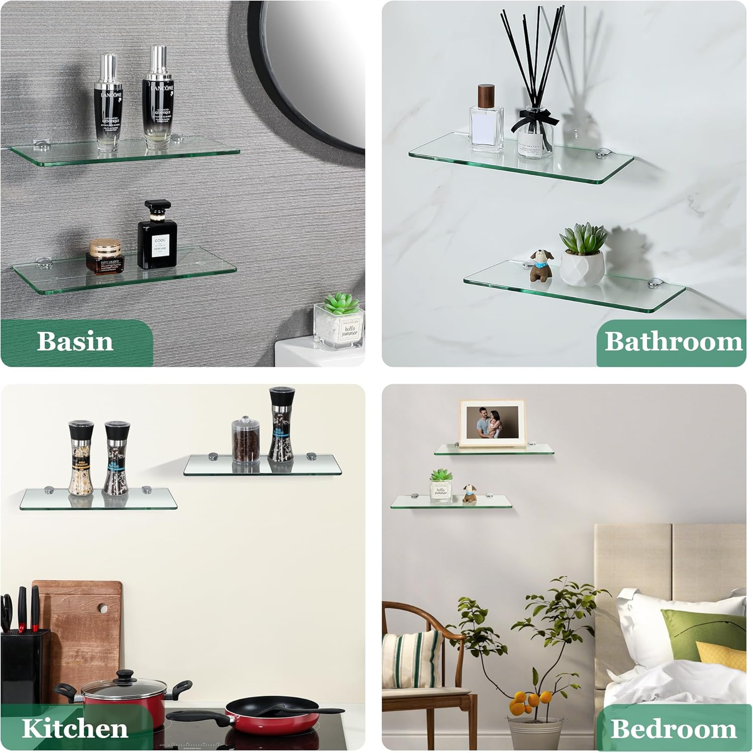 Sayayo Clear Floating Shelves for Wall 12 Inch Set of 2