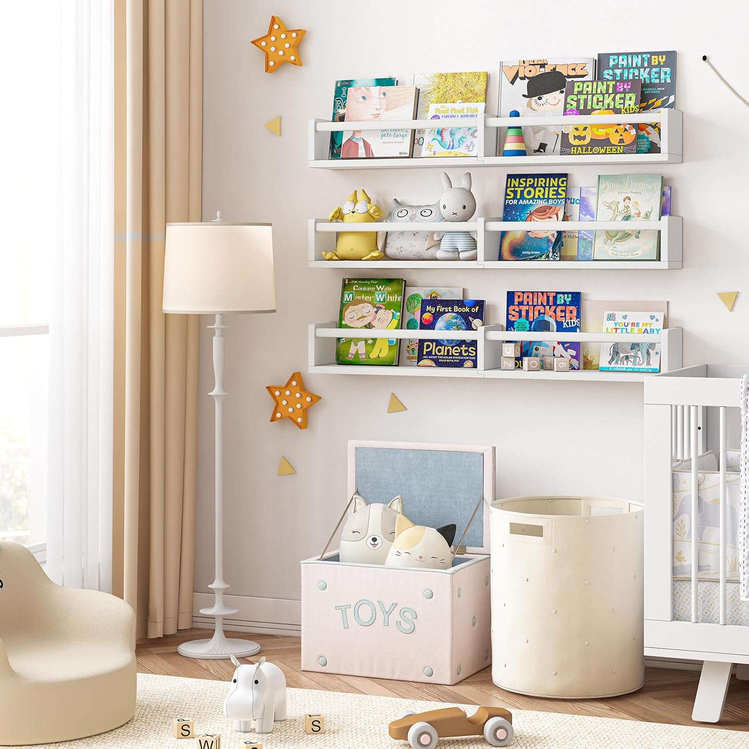 Fixwal 32in Floating Bookshelves Set of 3 for Baby Nursery