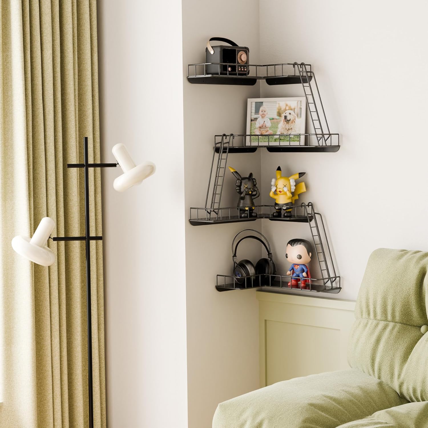 Fire Escape Wall Shelf 4-Tier Modern City Style Black