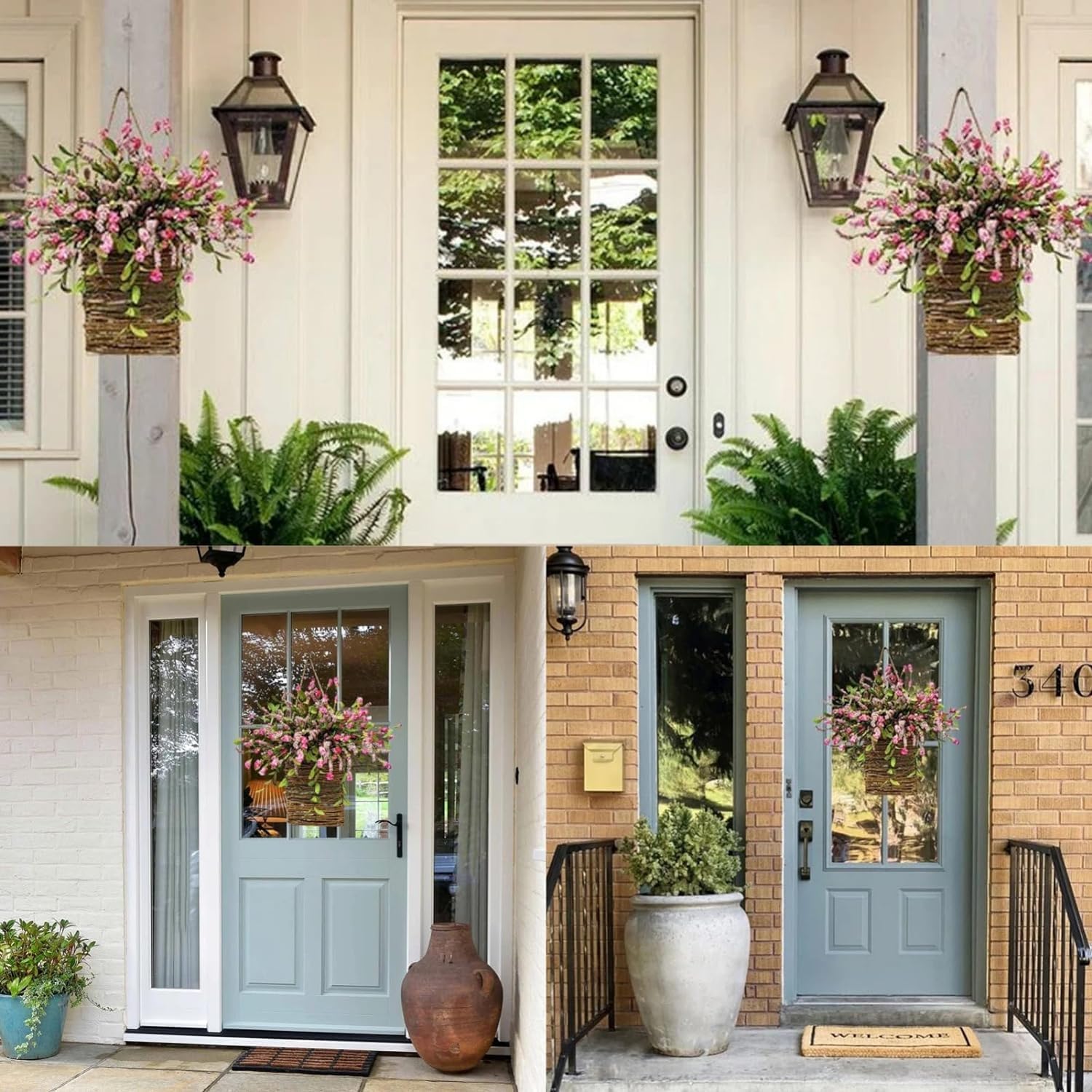 2025 Cream Hydrangea Door Wreath Basket Decor