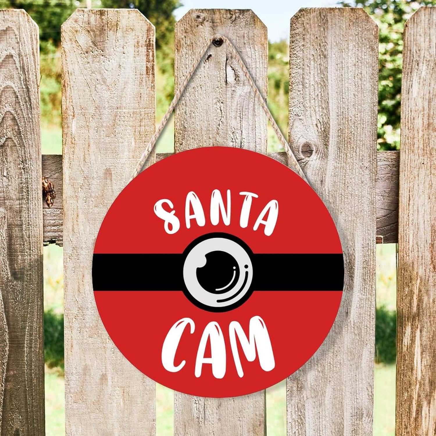 Farmhouse Door Hanger Funny Elf Surveillance Wood Sign 10x10in