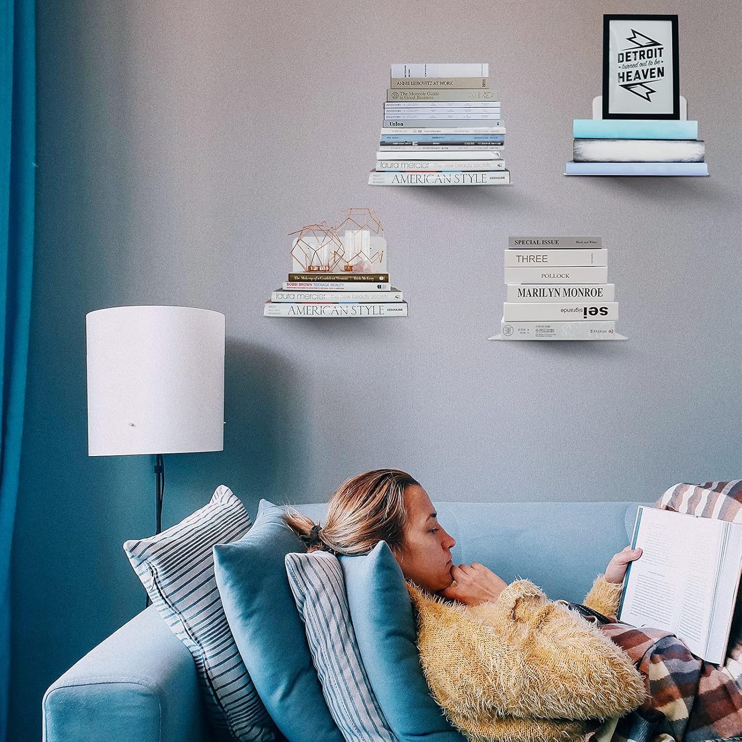 Fentec Invisible Floating Bookshelf 4-Pack White