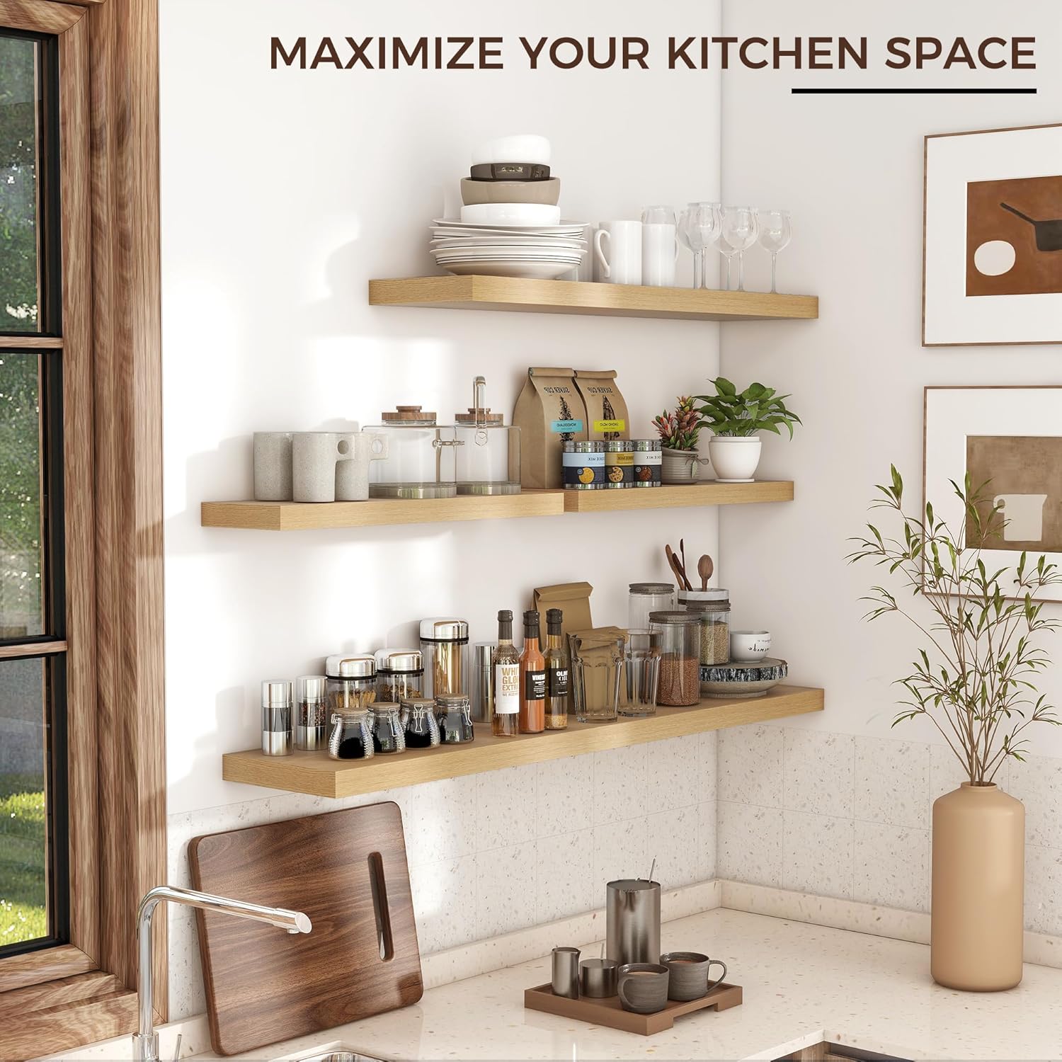 Venusmiles Floating Shelves 2 Pack 24 Inches Wide