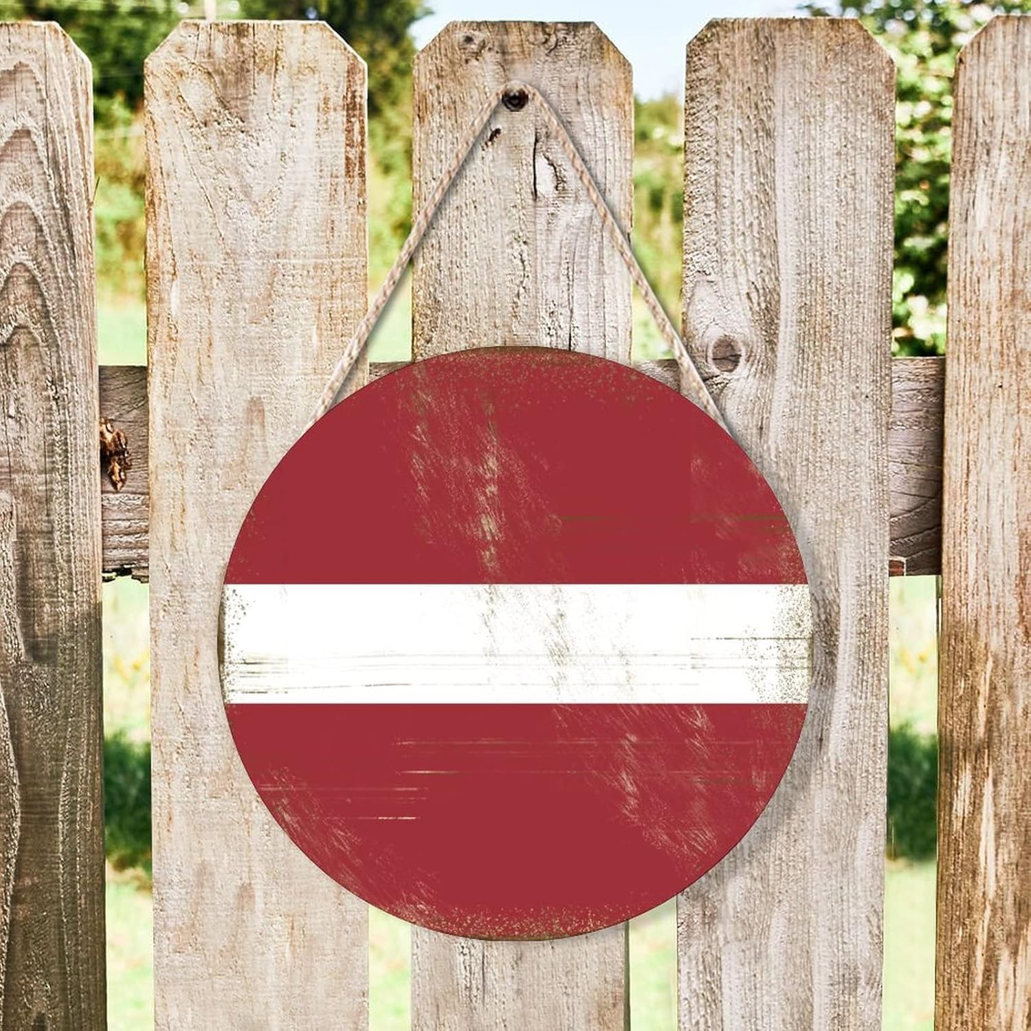 Farmhouse Front Door Hanger Latvia Flag Wood Sign
