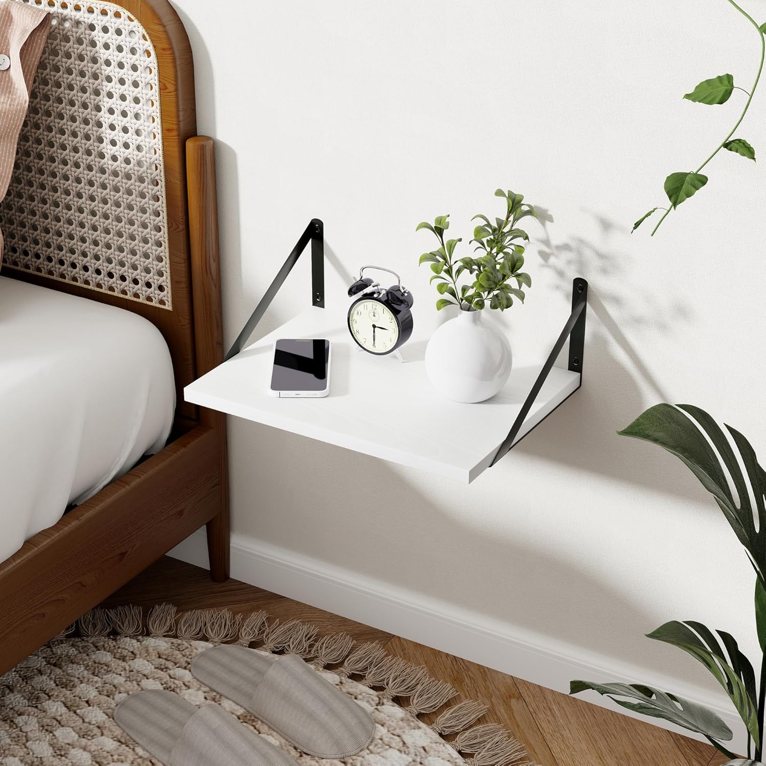 Axeman Deep Floating Shelves Set of 2 16W x 12D White Wall Shelves