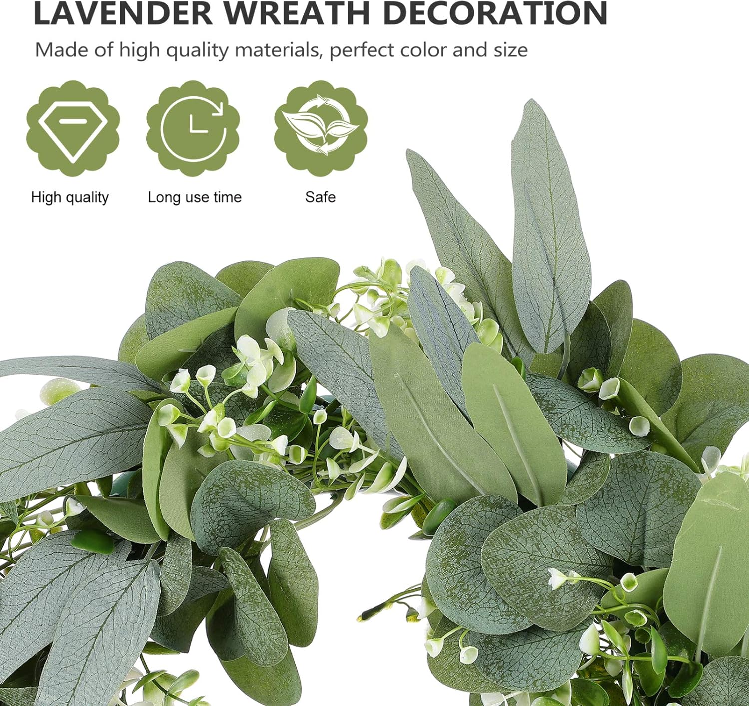 PRETYZOOM Eucalyptus Wreath Real Look Fake Flower Door Garland