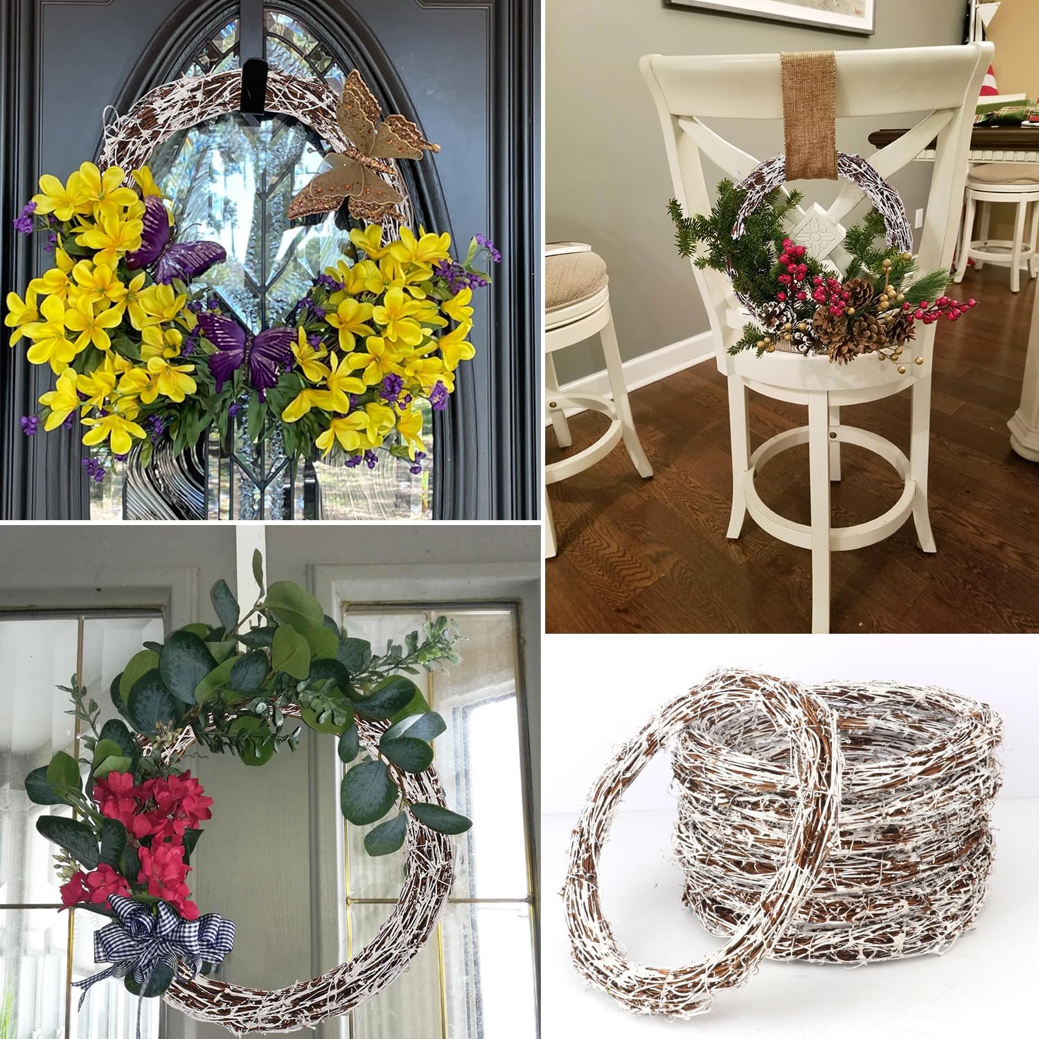 7 Pcs 12 Inch Natural Grapevine Wreath Set