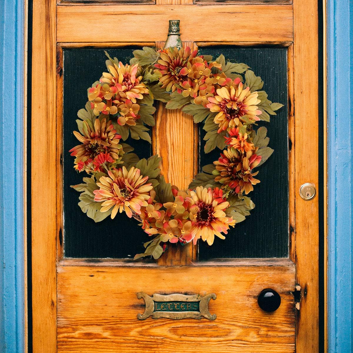 ABOOFAN Artificial Hydrangea Wreath for Halloween and Thanksgiving