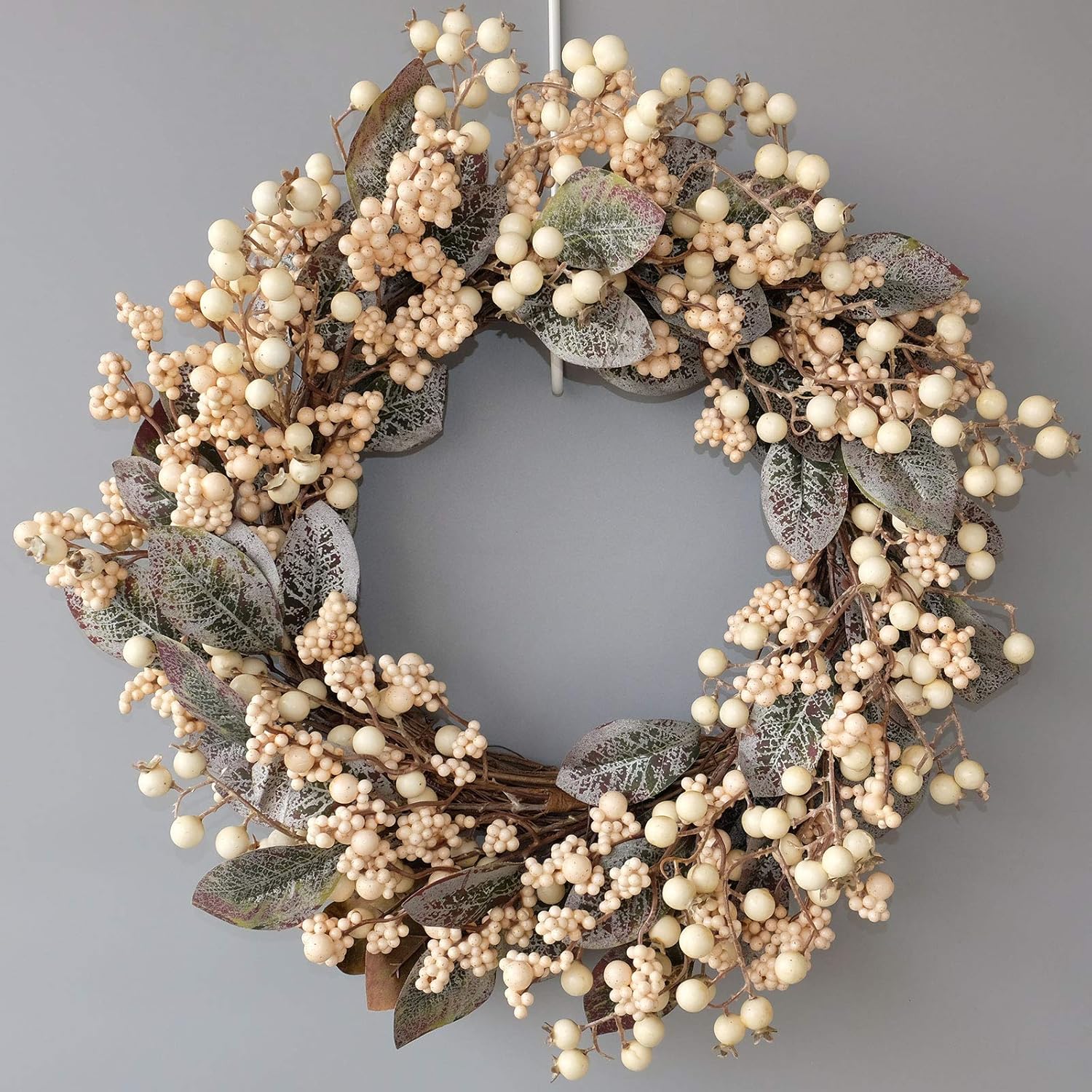Idyllic Artificial Eucalyptus Leaf Wreath with White Berries