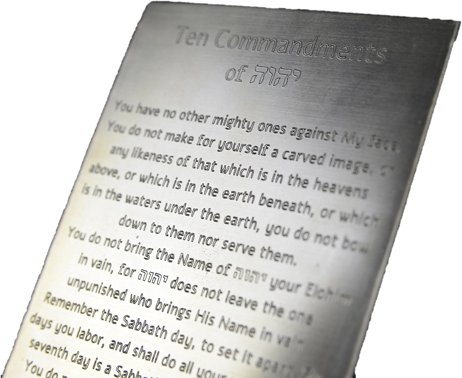 10 Commandments Engraved on Solid Brass Plate