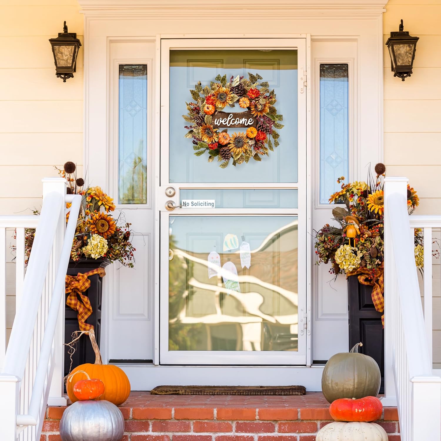 Sggvecsy Artificial Fall Wreath Autumn Decor