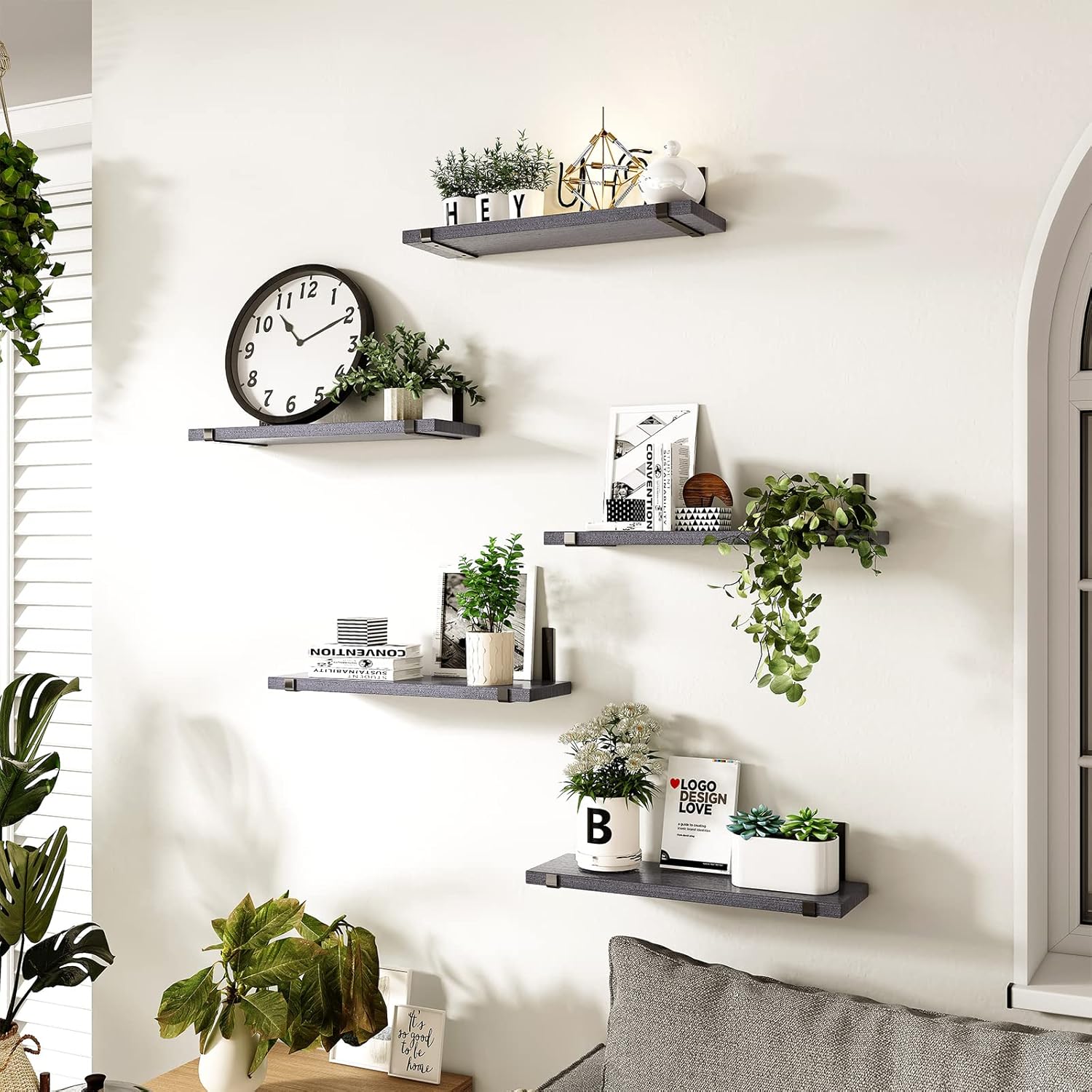 Fixwal Floating Shelves Set of 5 Grey
