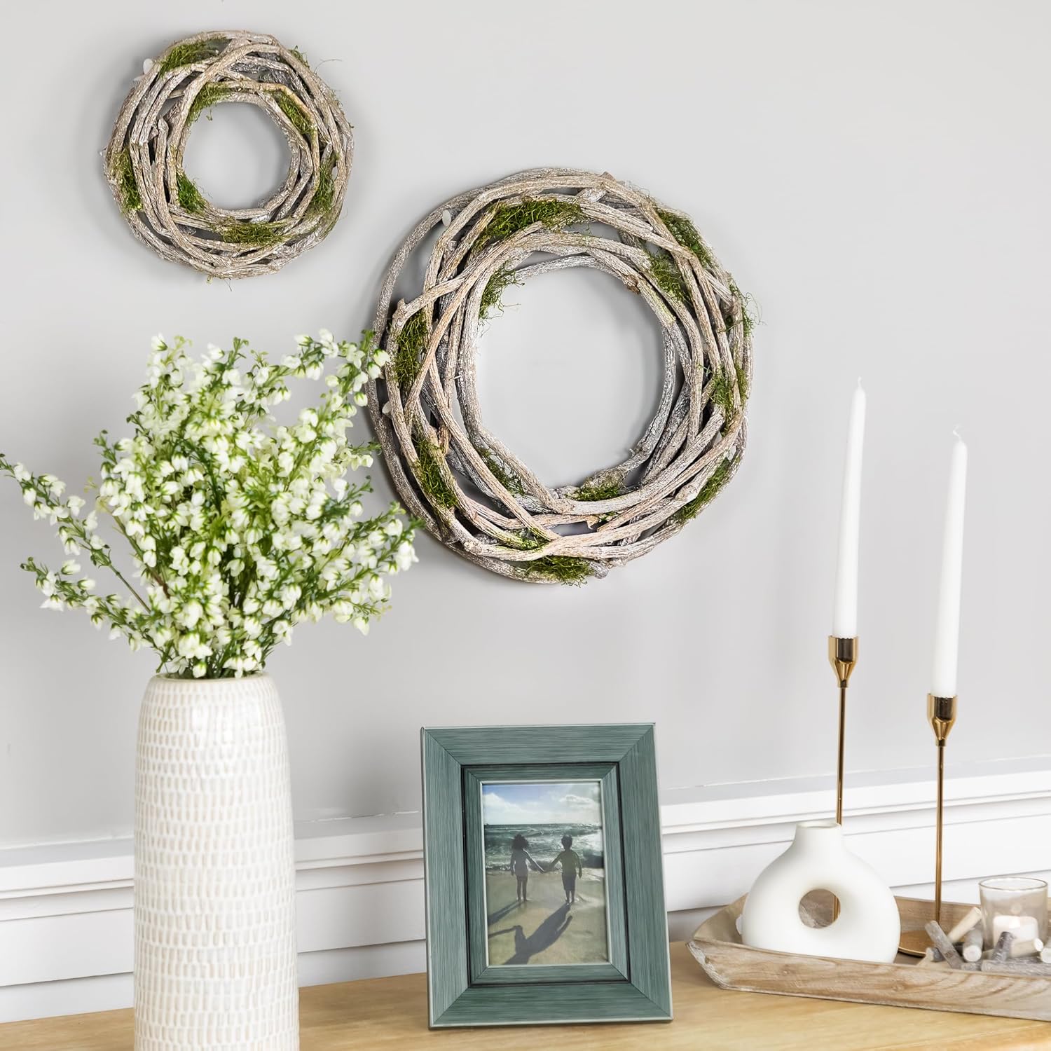 Northlight Twig and Moss Artificial Spring Wreath 8 Inch