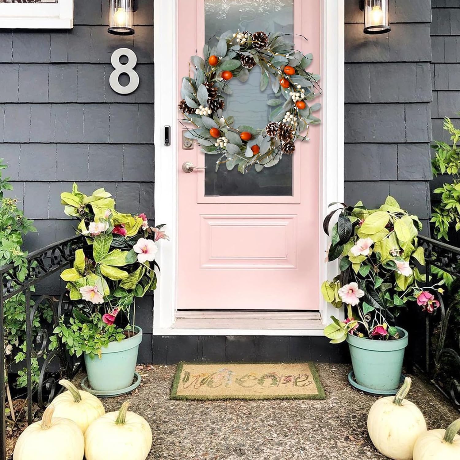 Idyllic 20 Inch Winter Wreath for Front Door