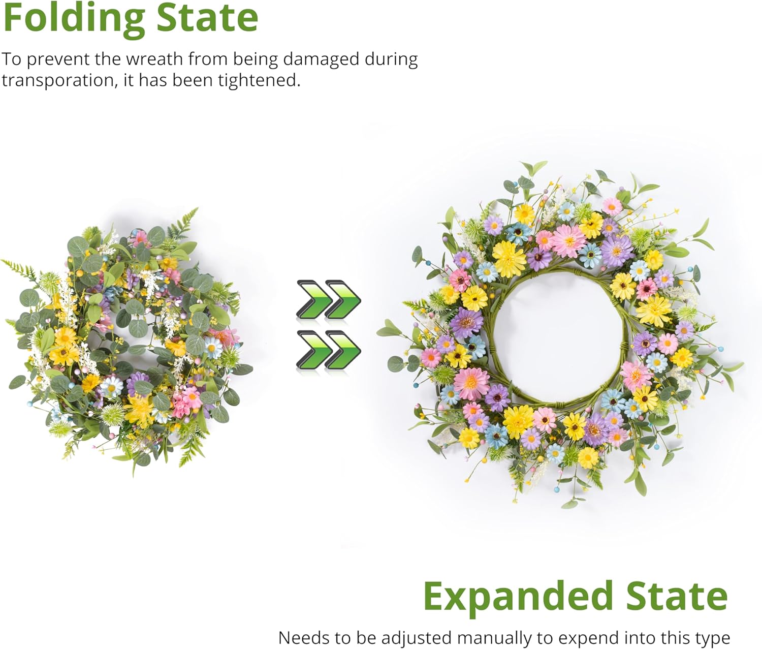 24 Inch Spring Summer Floral Door Wreath