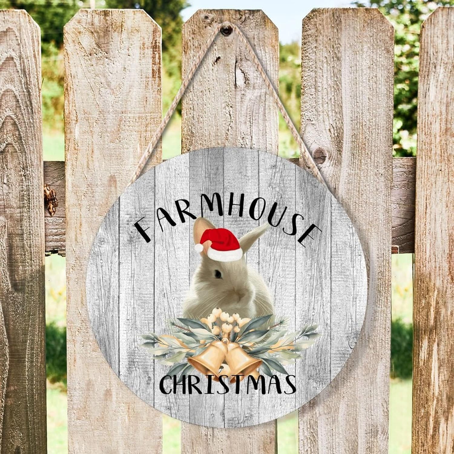Farmhouse Door Hanger with Santa Hat and Animal Designs