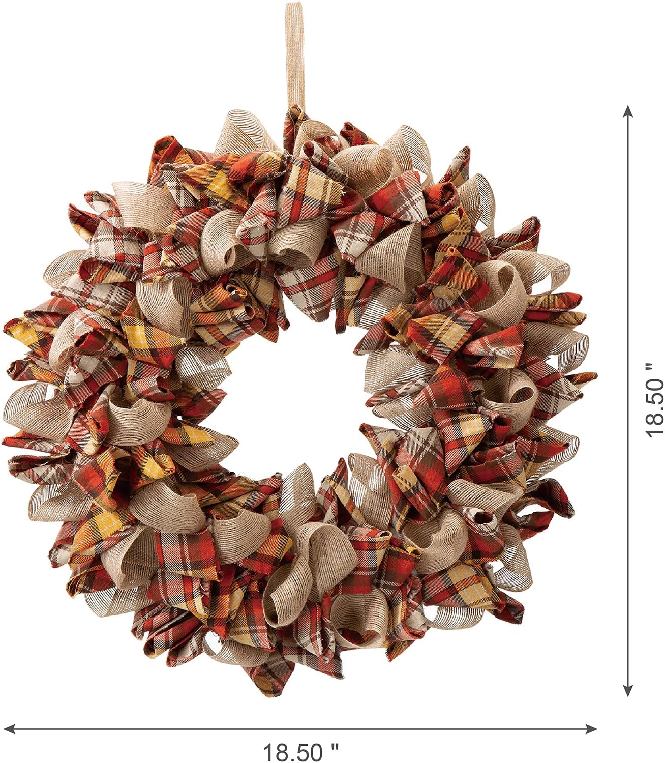 Glitzhome 185 Inch Fall Plaid Fabric Wreath