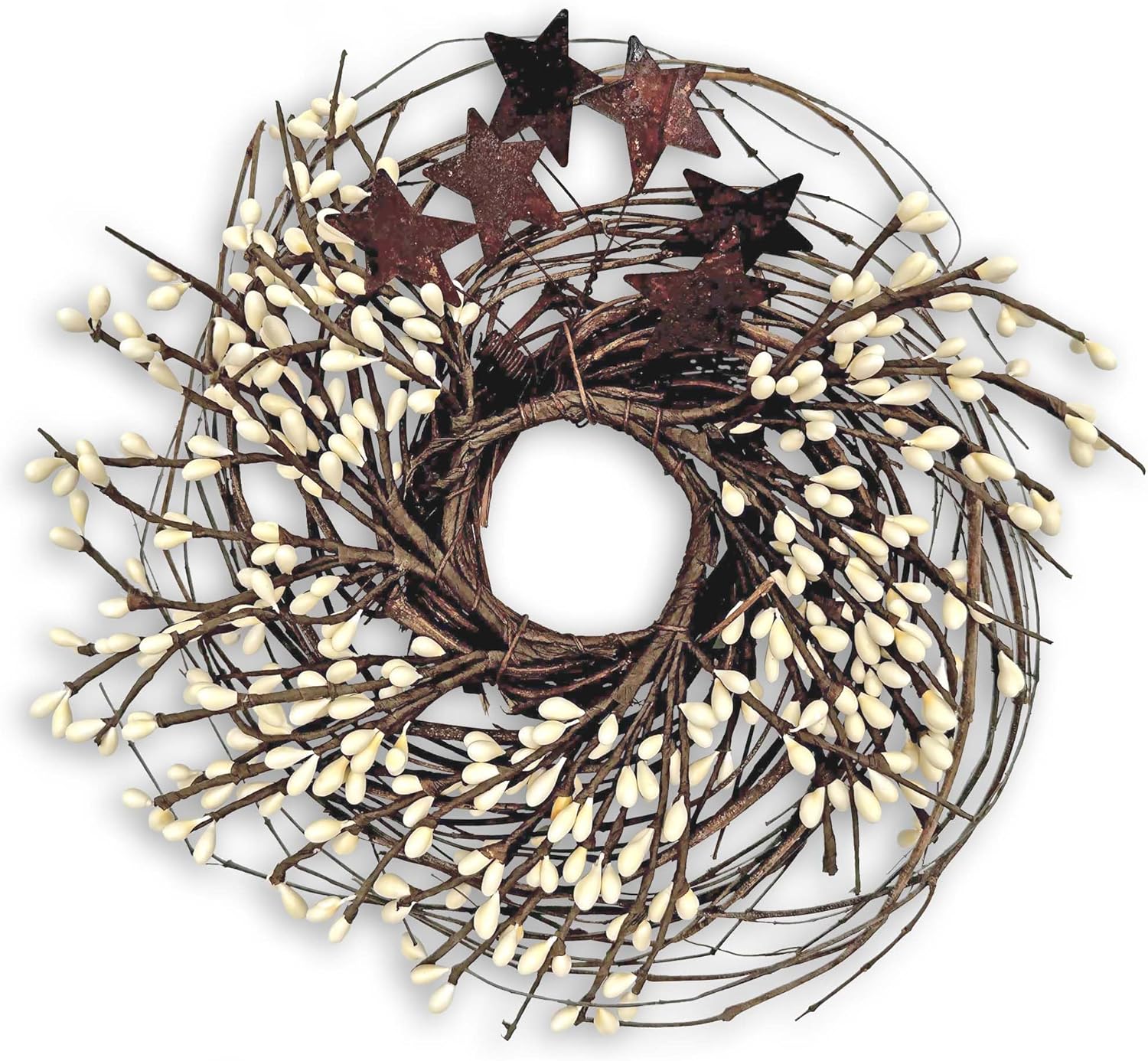 BCD Rusty Star Wreath with Ivory Berries