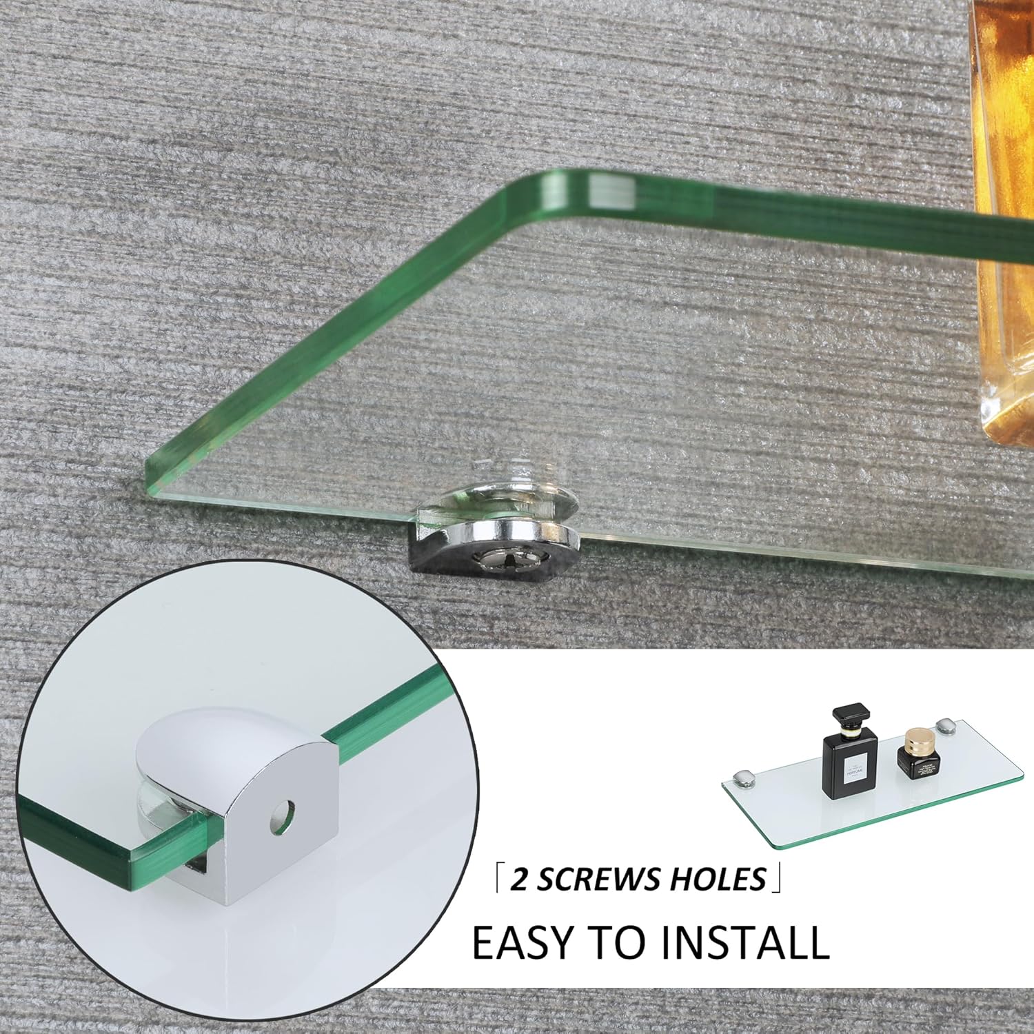 Sayayo Clear Floating Shelves for Wall 12 Inch Set of 2