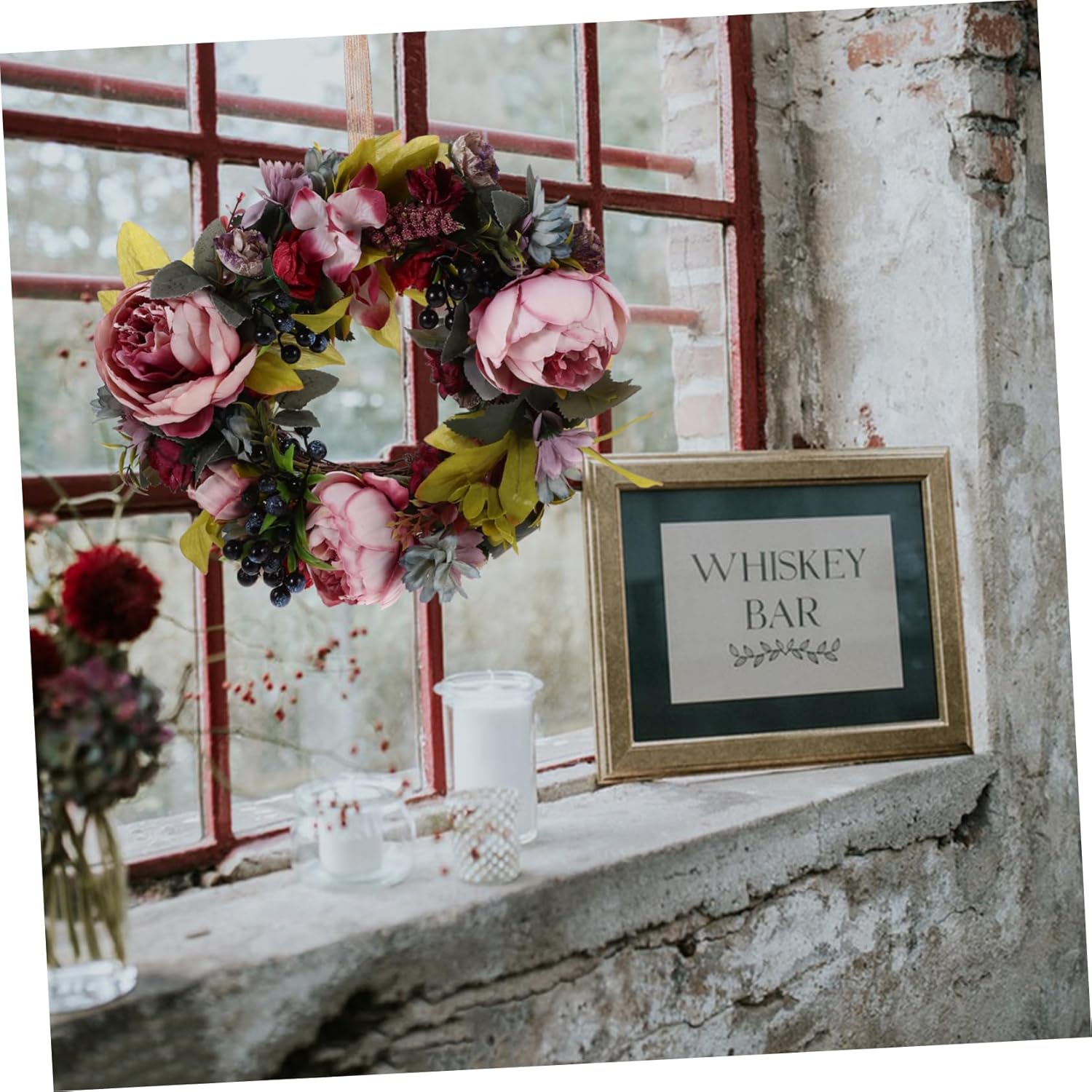 NUOBESTY Artificial Peony Wreath for Home Decor