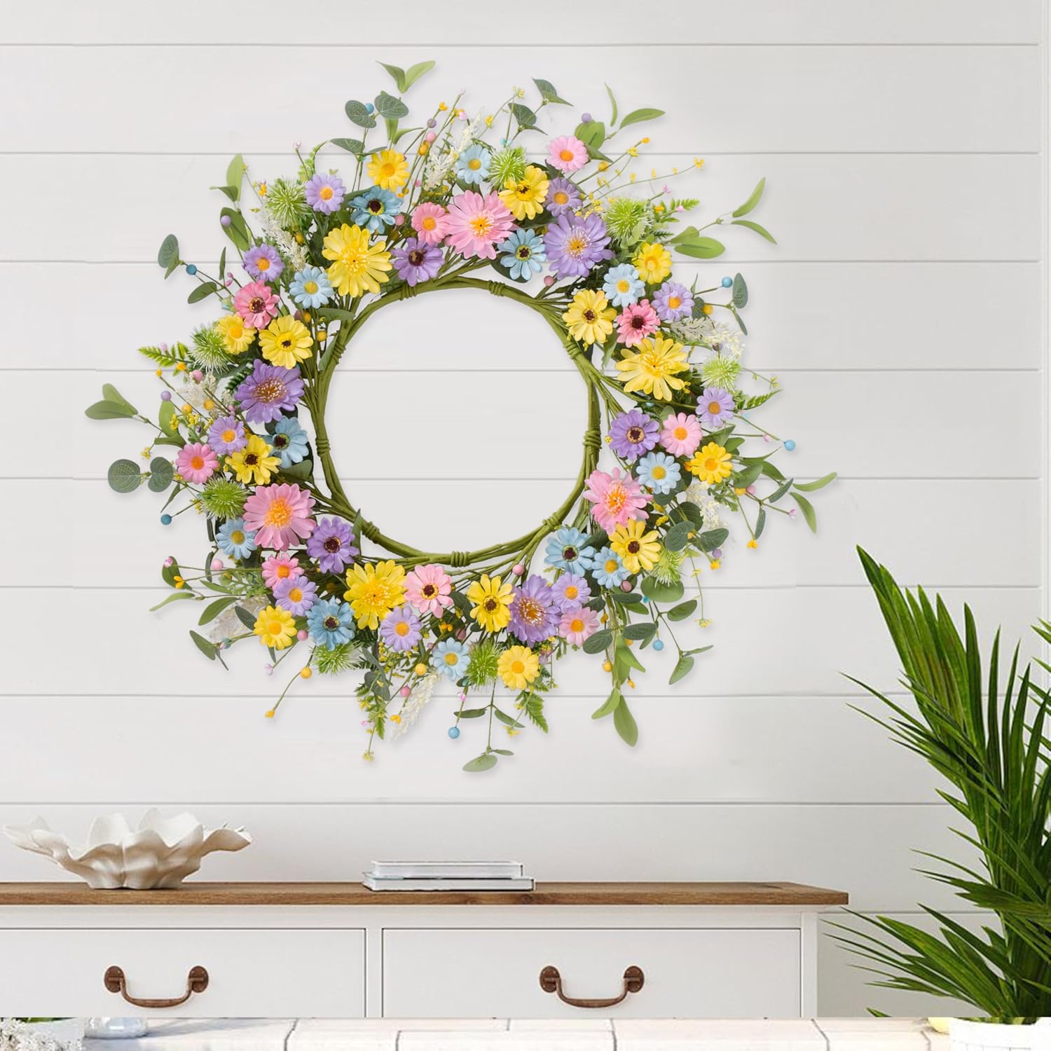 24 Inch Spring Summer Floral Door Wreath