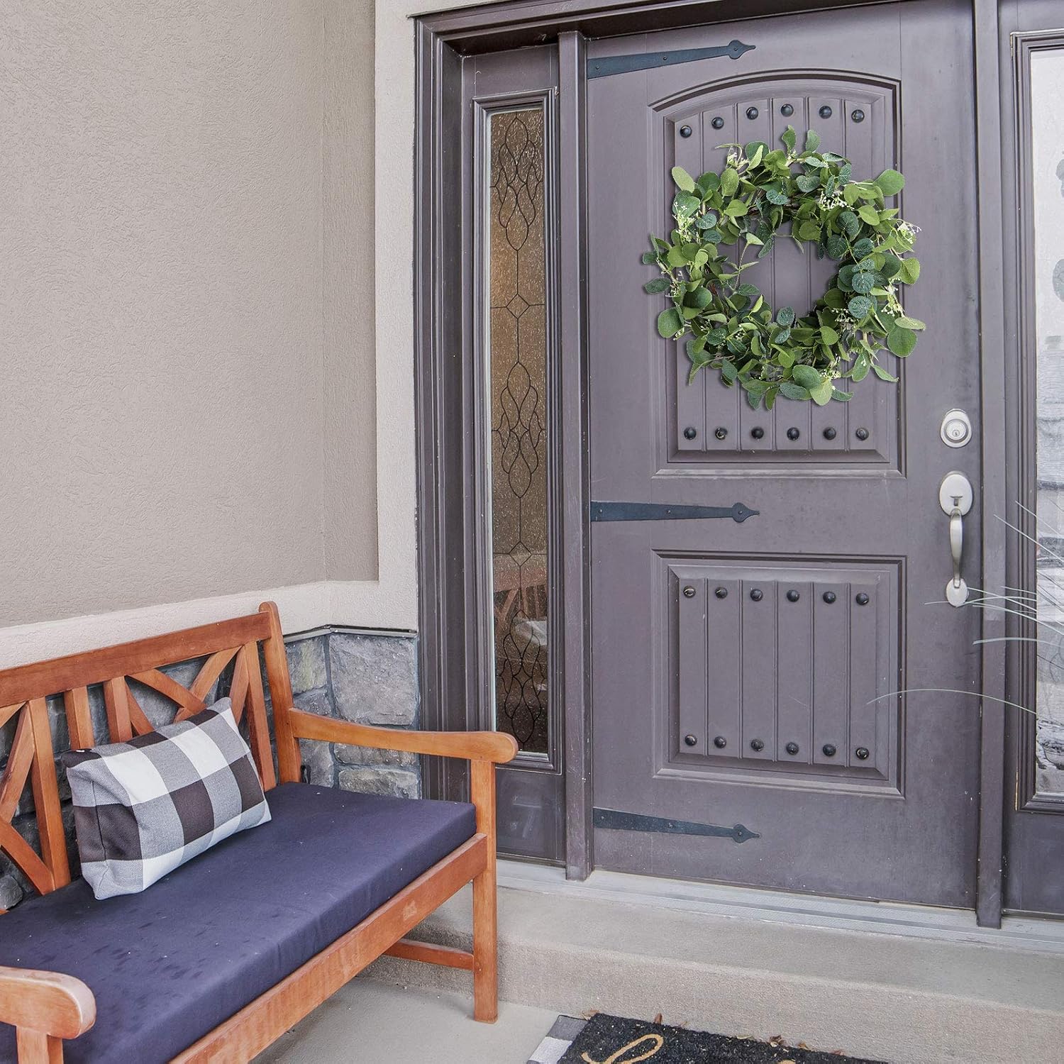 20 Inch Eucalyptus Wreath for Front Door Decor