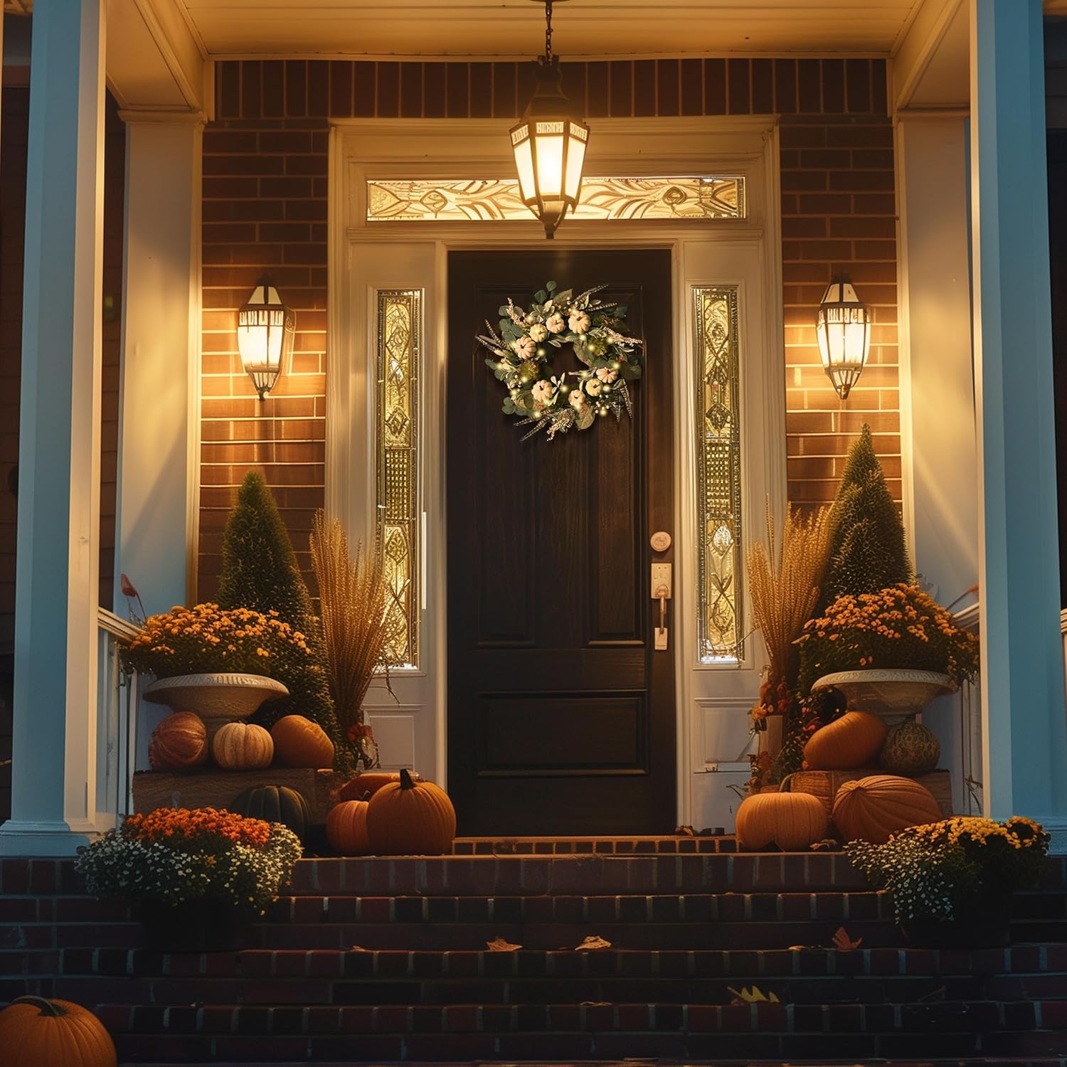Valery Madelyn Fall Wreath with Light for Front Door