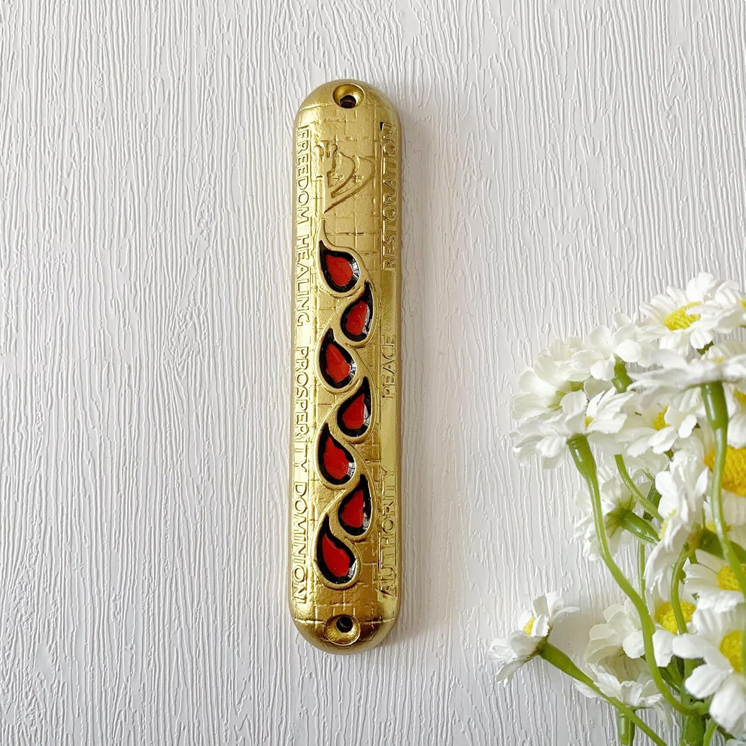 Hand-Painted Mezuzah with Scroll for Jewish Homes