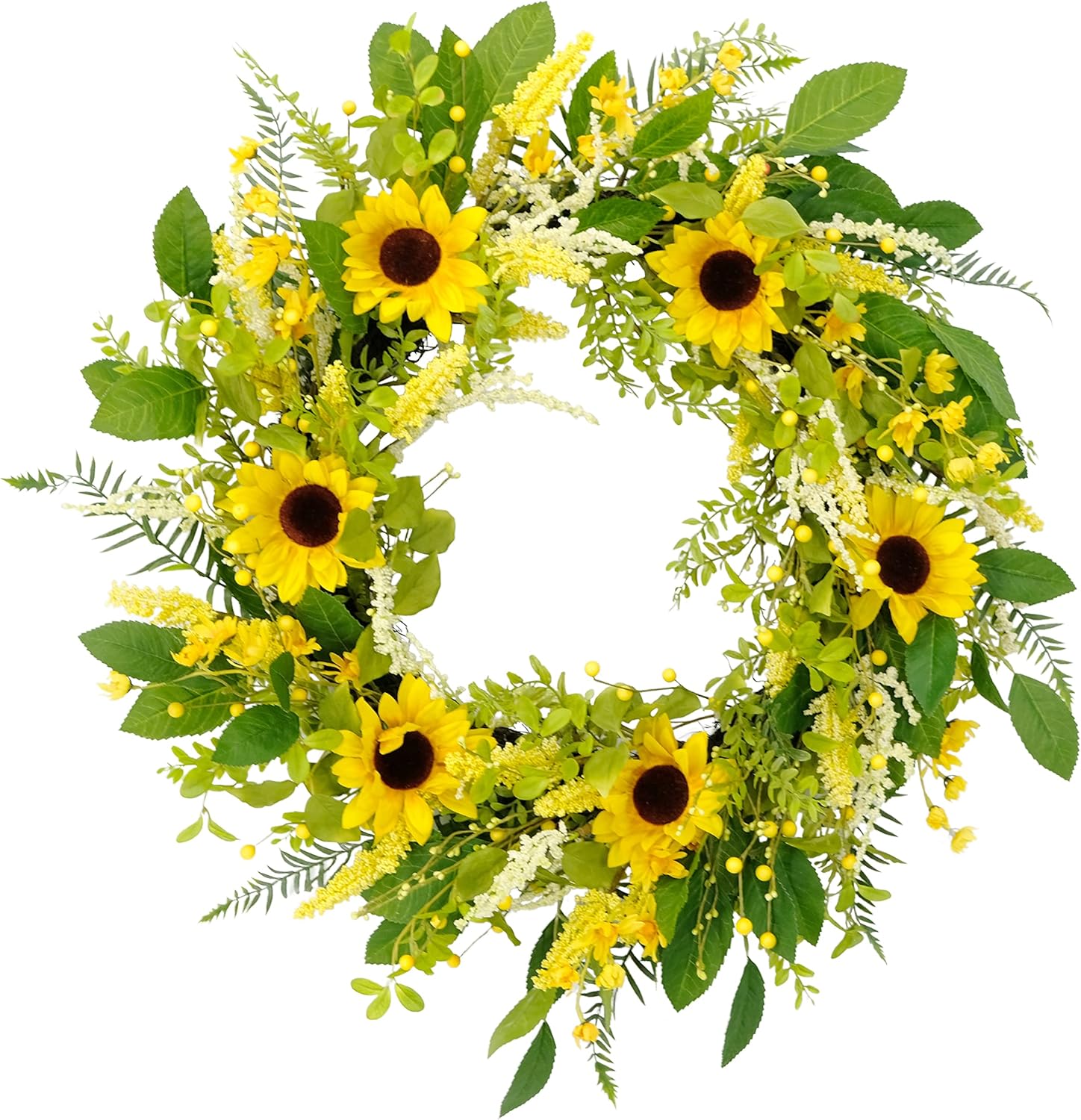 Puleo International 30 Inch Artificial Sunflower Floral Spring Door Wreath