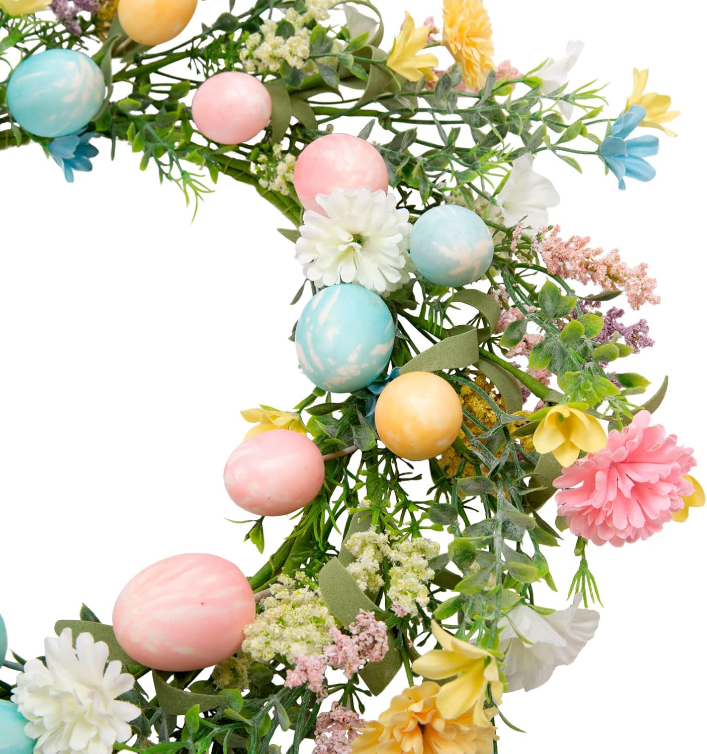 18 Inch Easter Wreath with Pastel Eggs and Twigs