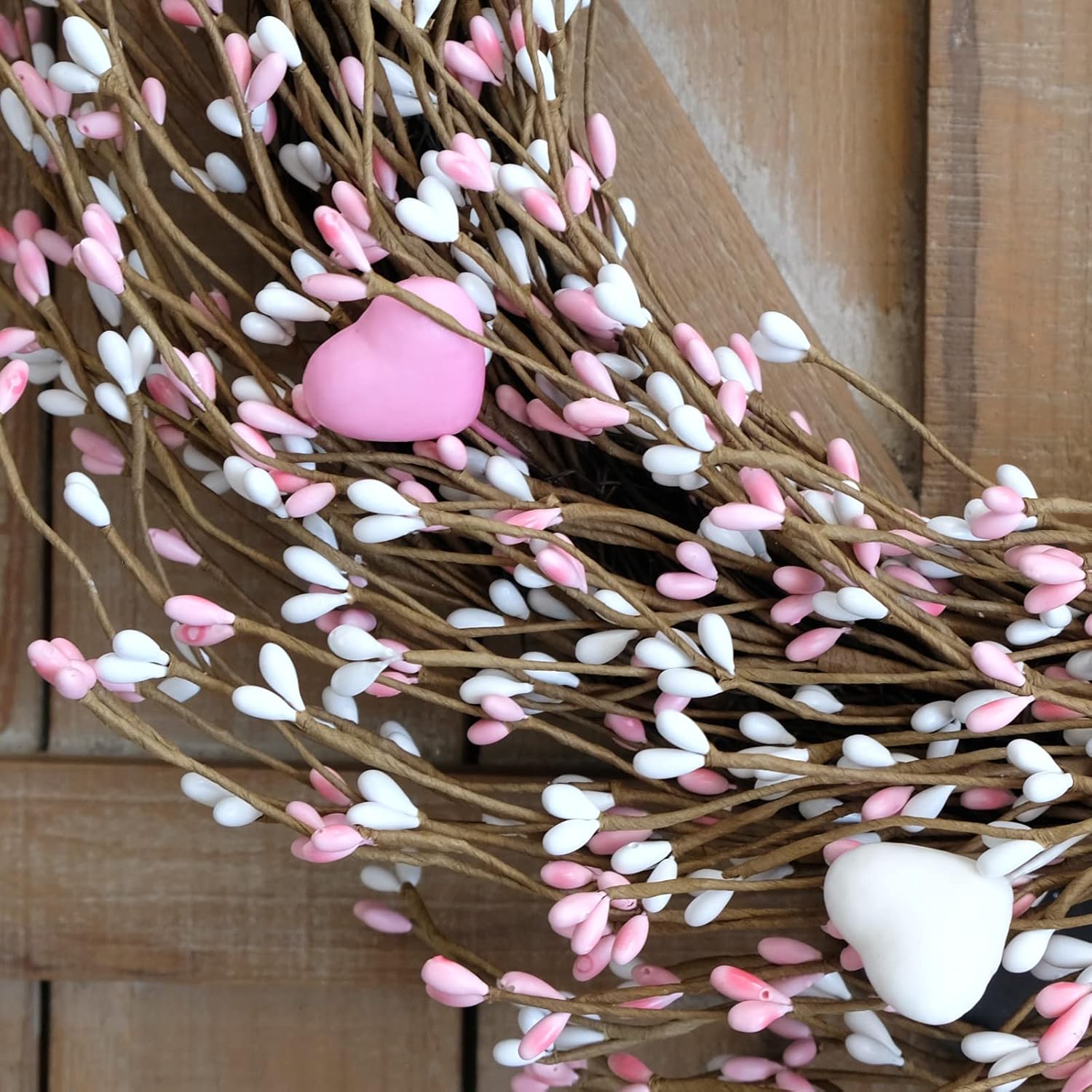 Pink White Berries Wreath 18 Inches for Front Door
