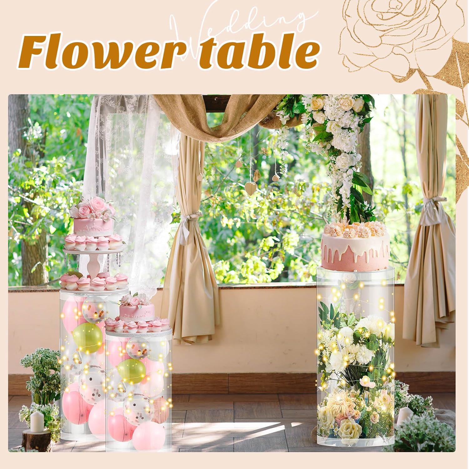 3 Pcs Cylinder Stands for Party Clear PVC Dessert Display Pedestals