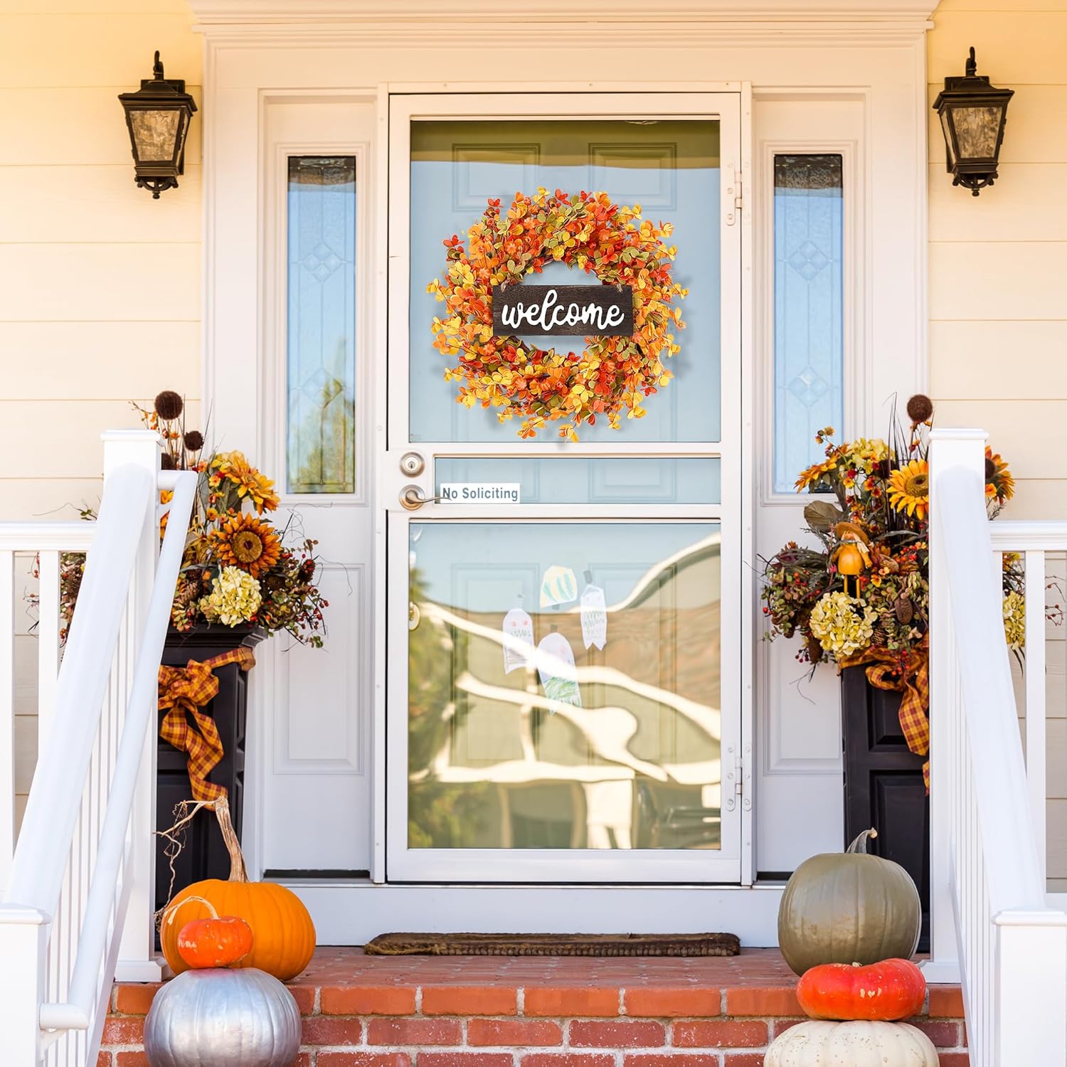 Sggvecsy 20 Inch Autumn Front Door Wreath