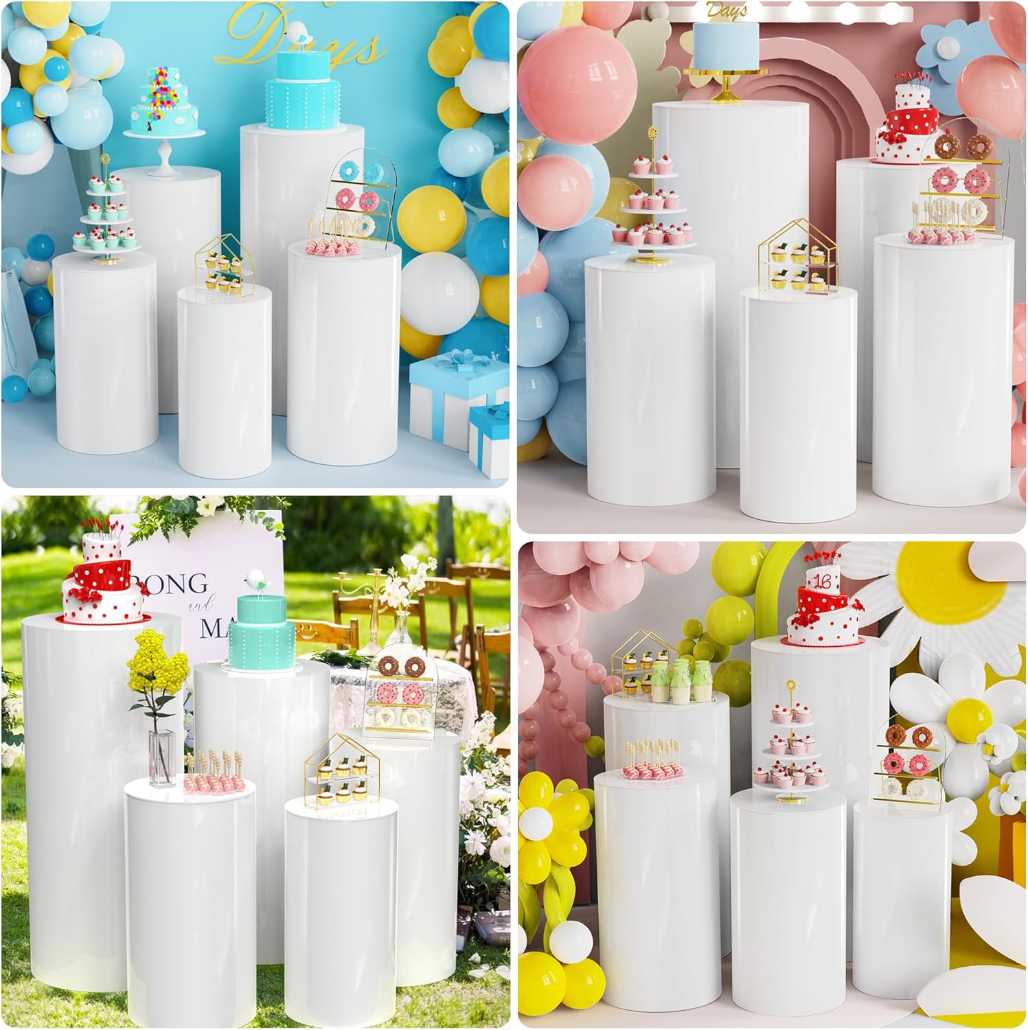Wokceer 5Pcs Round Cylinder Pedestal Stands for Party Displays