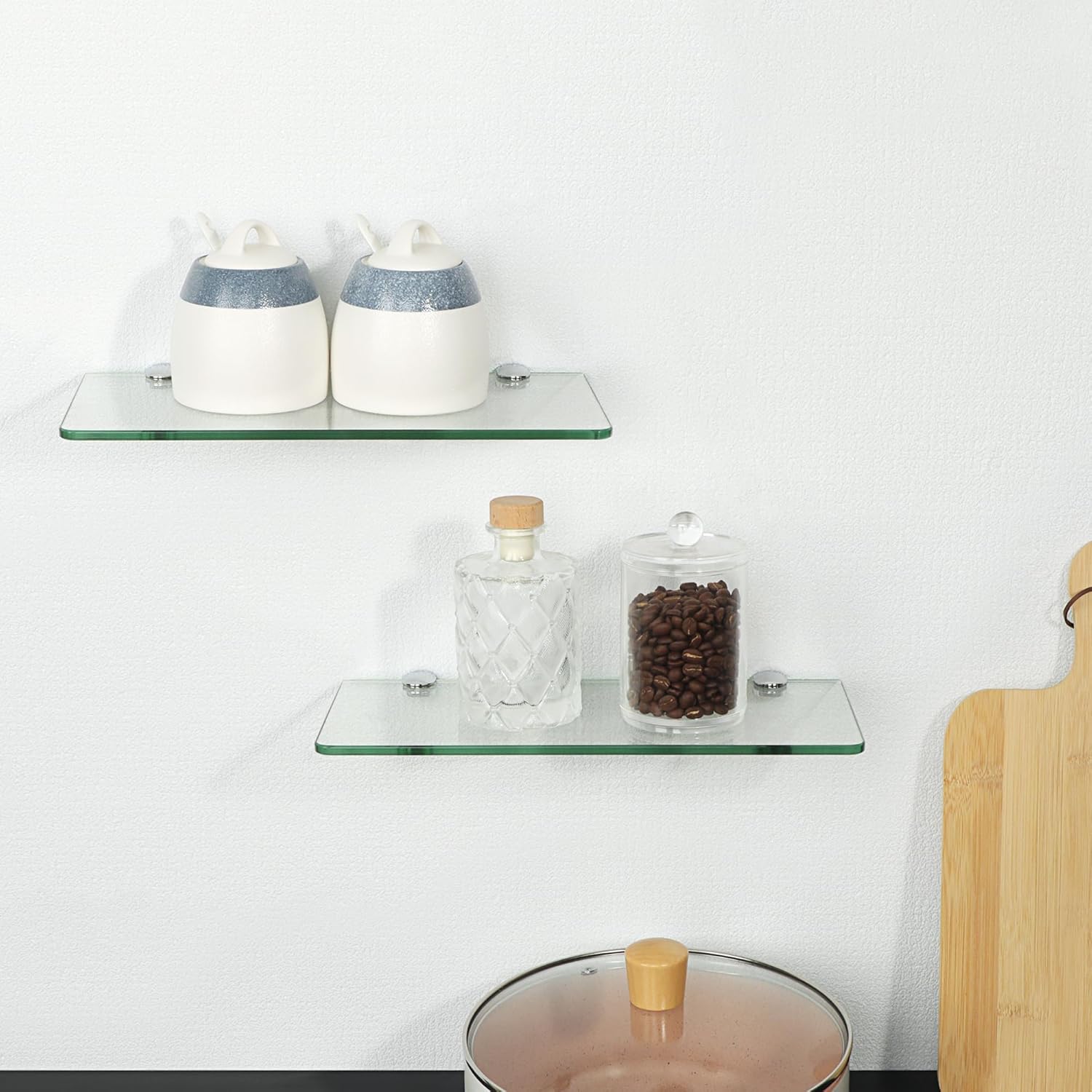 Sayayo Clear Floating Shelves for Wall 12 Inch Set of 2