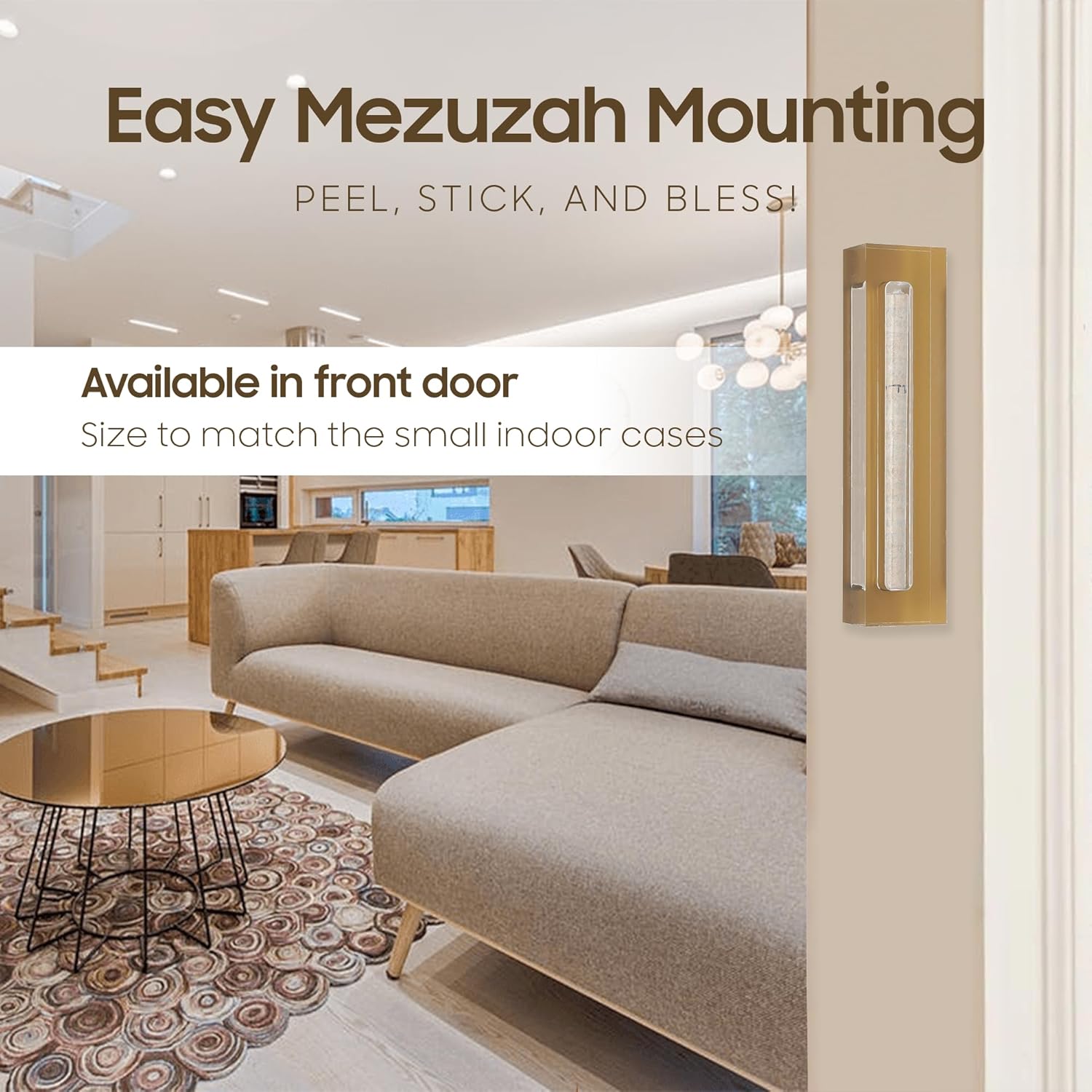 AS Mezuzah Acrylic Case for Door - Gold 6 Inches