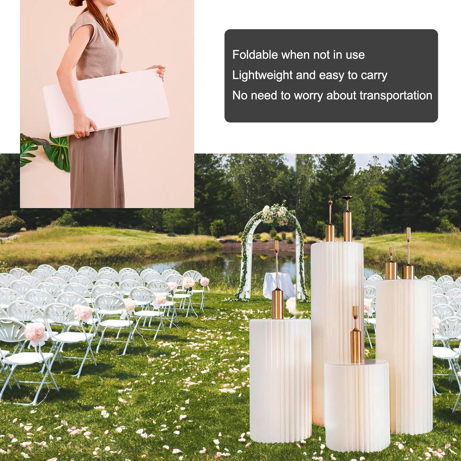 4Pack Cylinder Pedestal Stand for Dessert Display