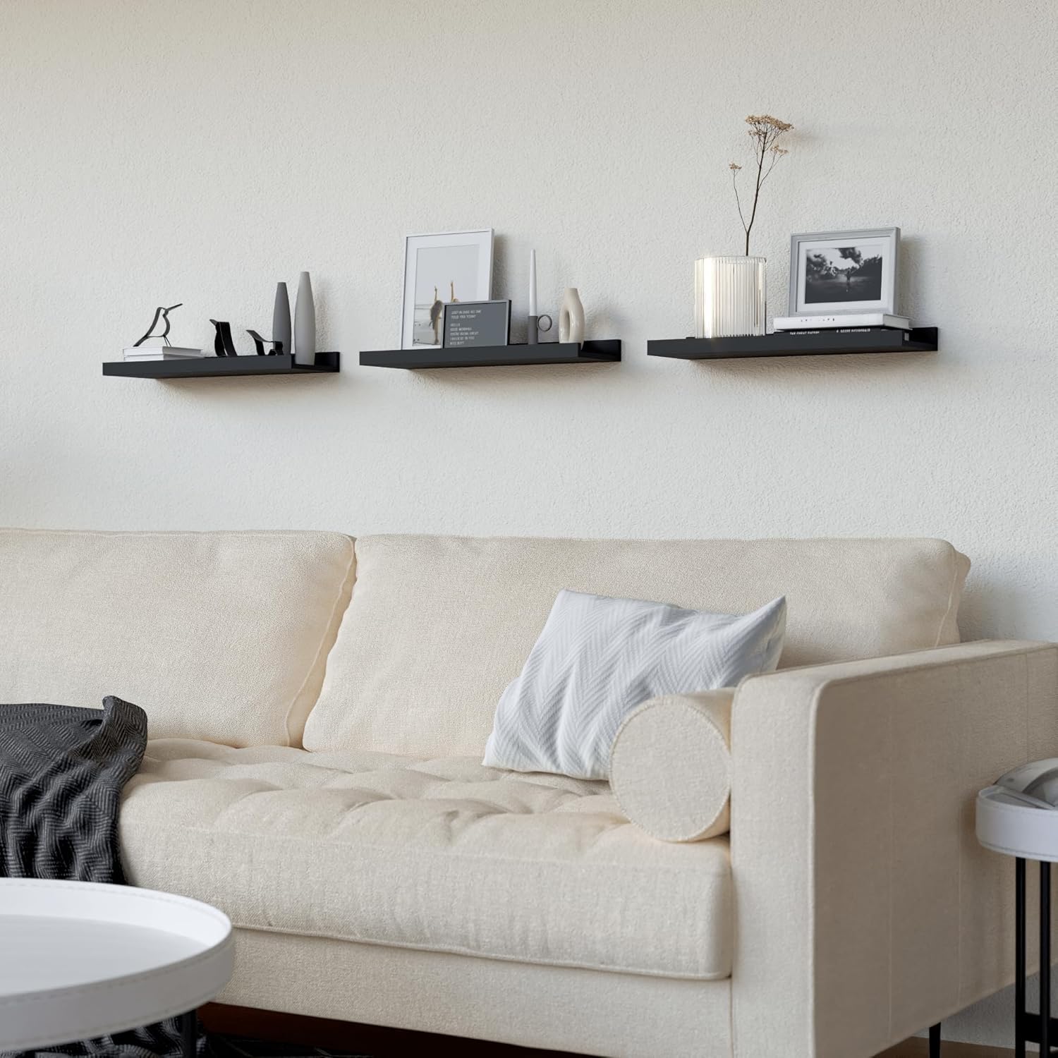 RICHER HOUSE 3 Set Floating Shelves for Wall Black