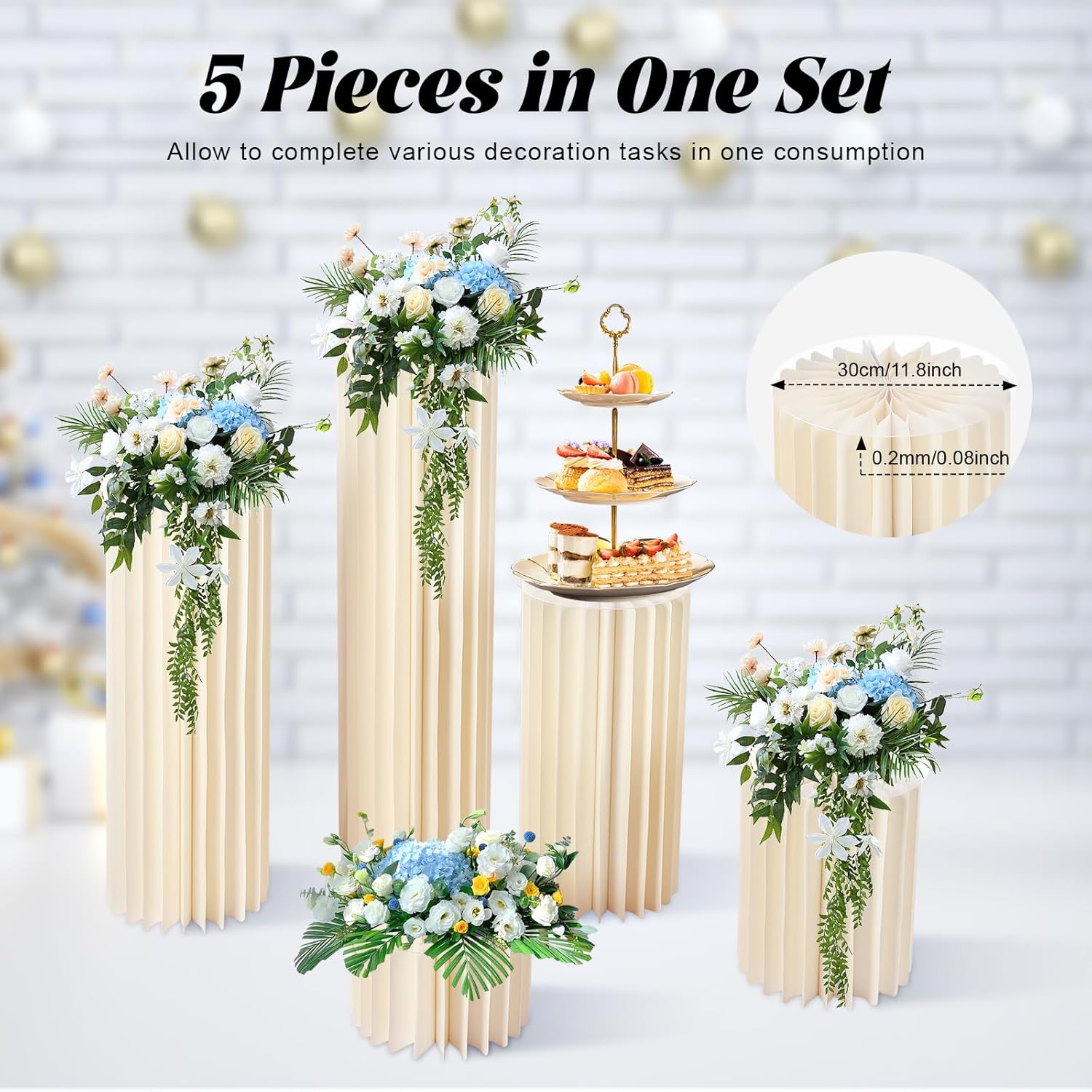 DIY Accordion Cylinder Cardboard Folding Display Stands 5PCS