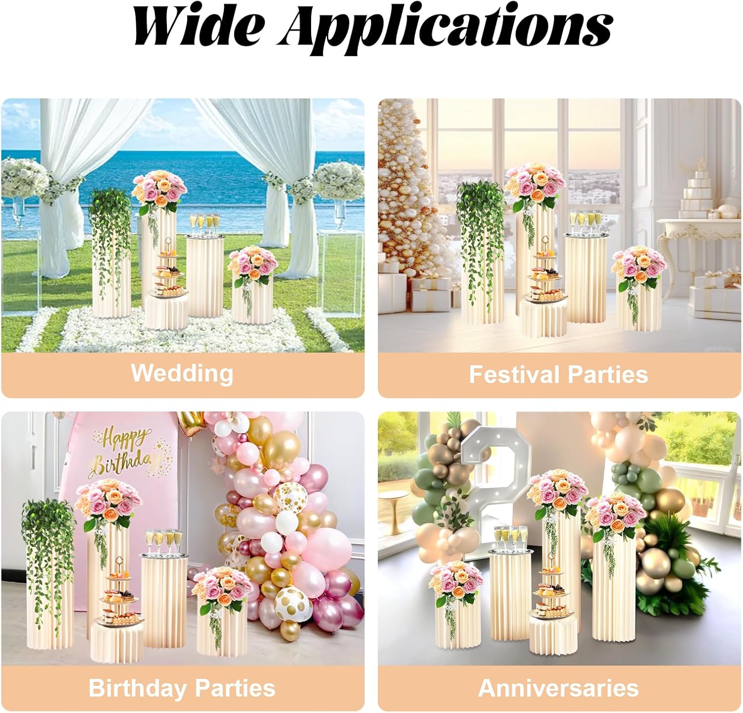 DIY Accordion Cylinder Cardboard Folding Display Stands 5PCS