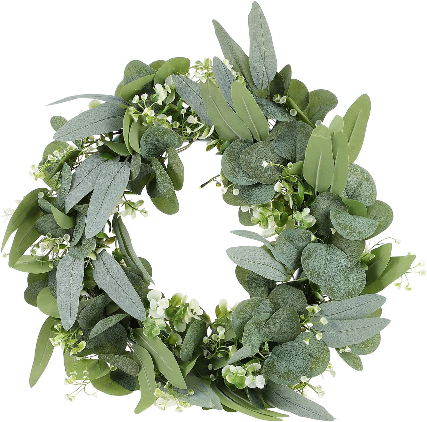 PRETYZOOM Eucalyptus Wreath Real Look Fake Flower Door Garland